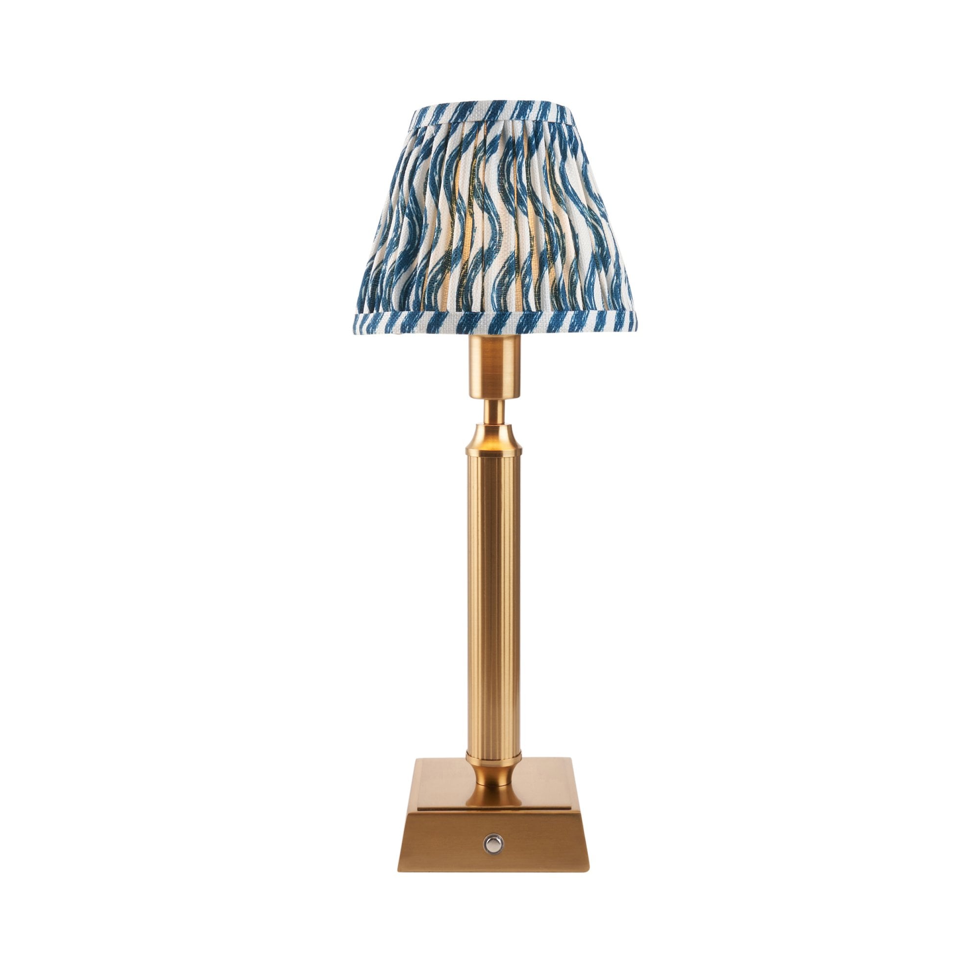 Endon Trobridge Rechargeable Table Lamp & Ripple 16cm Marlin Blue Shade
