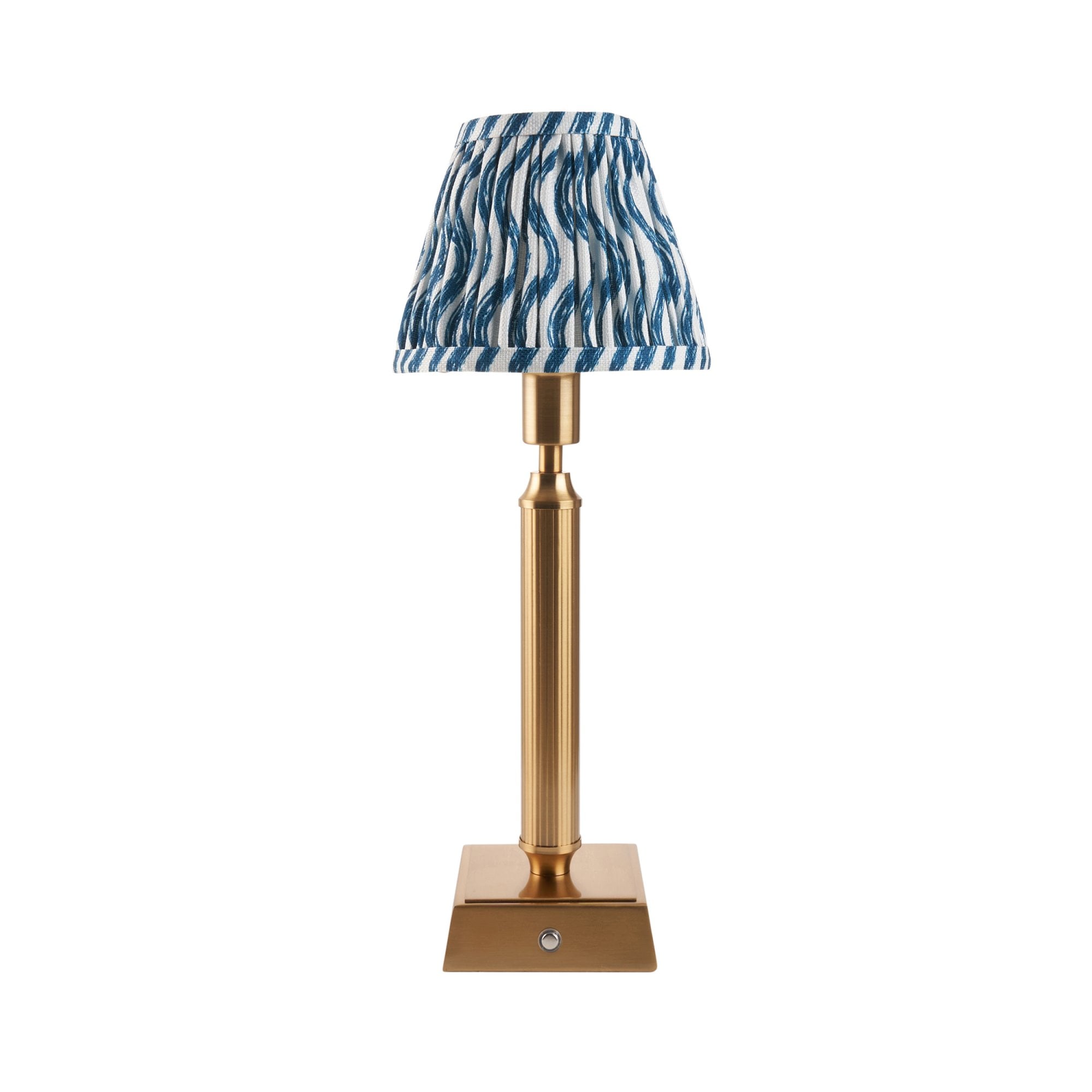 Endon Trobridge Rechargeable Table Lamp & Ripple 16cm Marlin Blue Shade