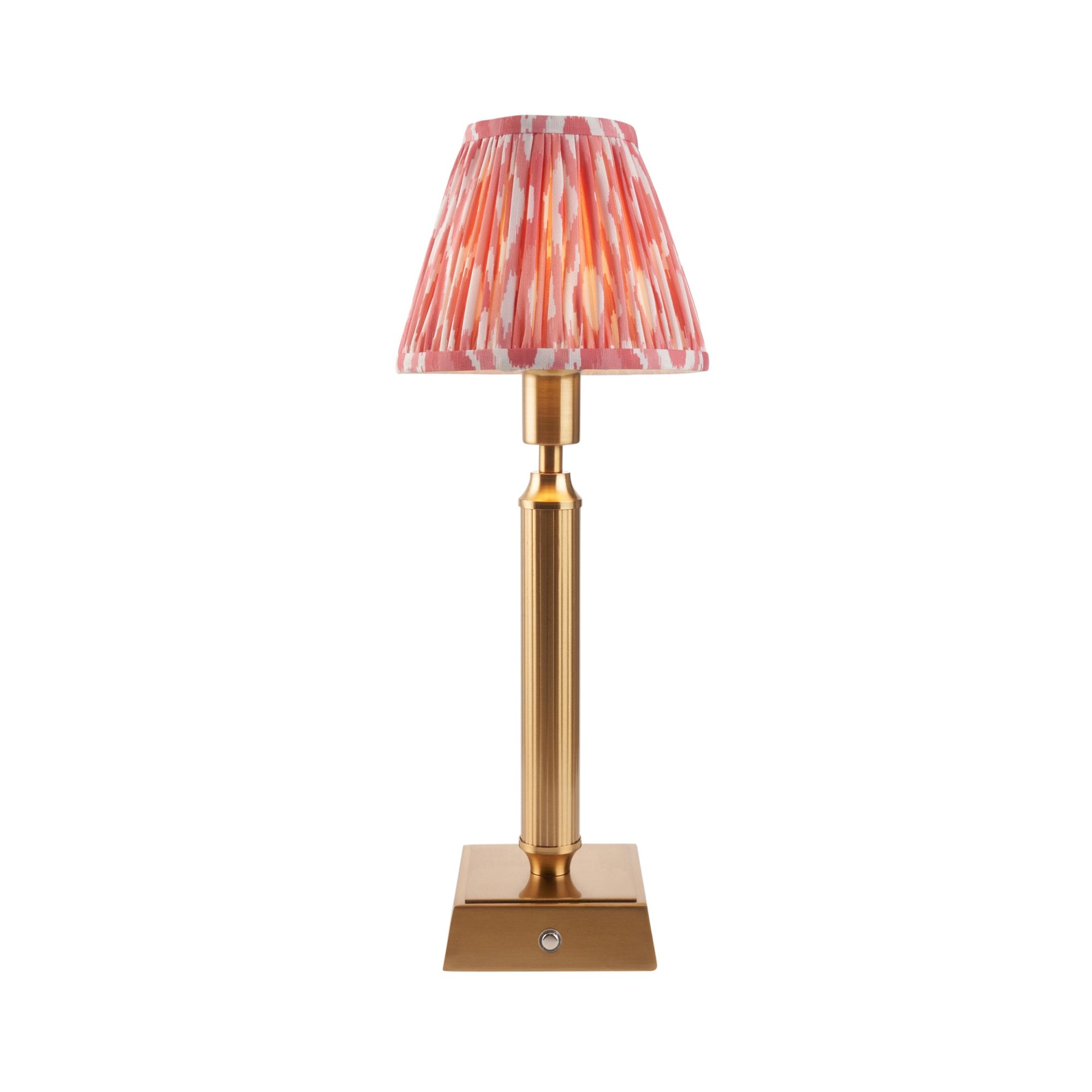 Endon Trobridge Rechargeable Table Lamp & Ikat 16cm Coral Pink Shade