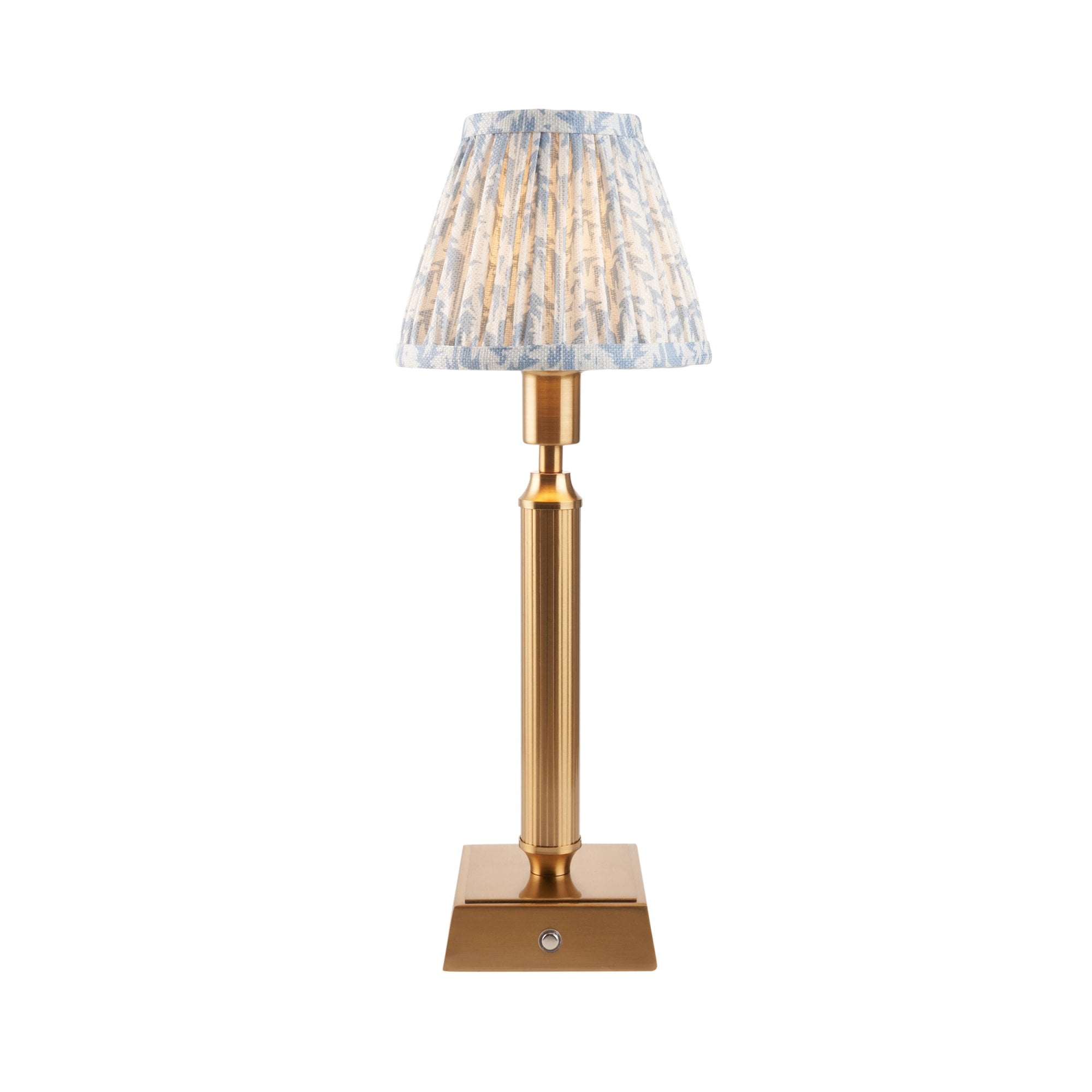 Endon Trobridge Rechargeable Table Lamp & Leaf 16cm Shell Bay Blue Shade