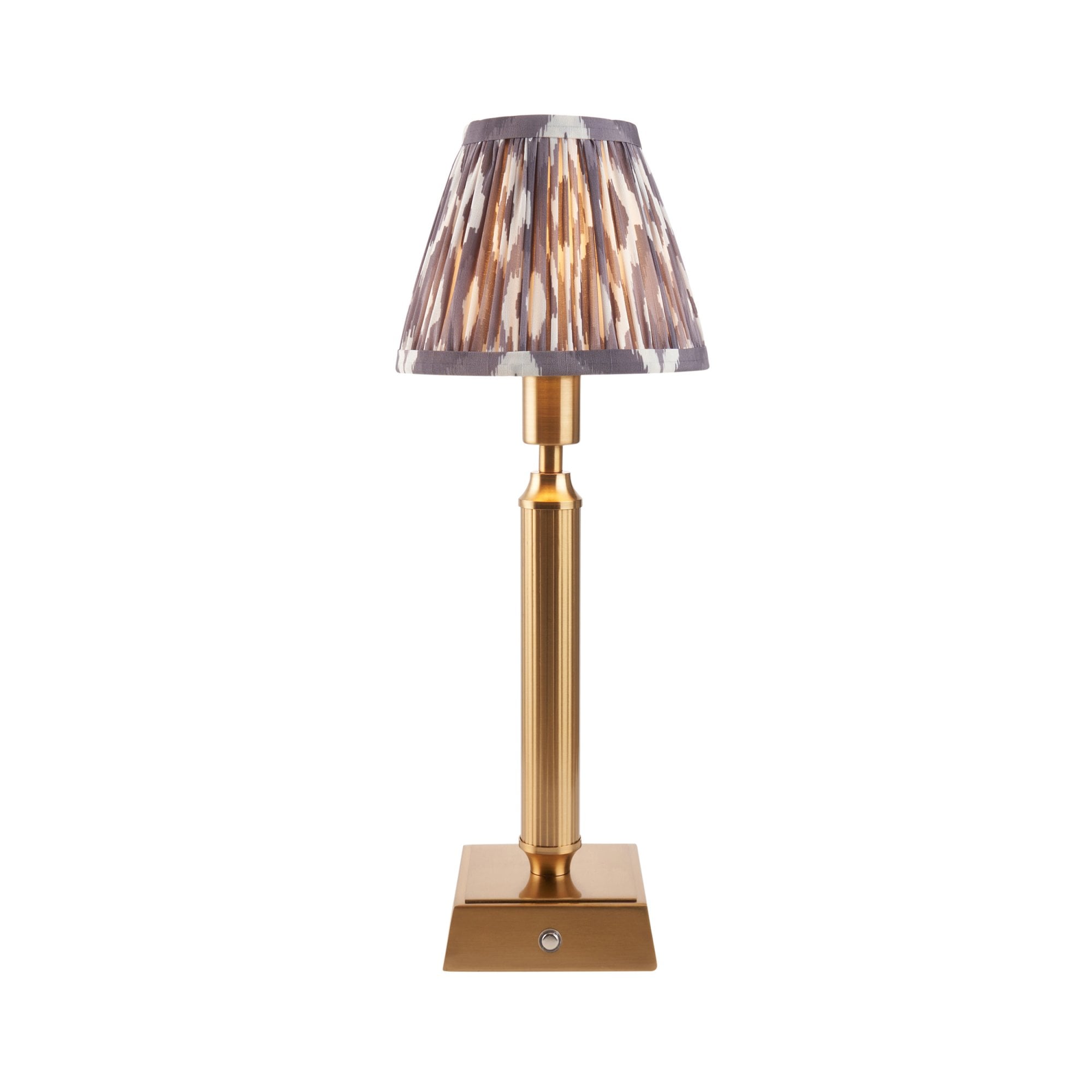 Endon Trobridge Rechargeable Table Lamp & Ikat 16cm Pearl Grey Shade