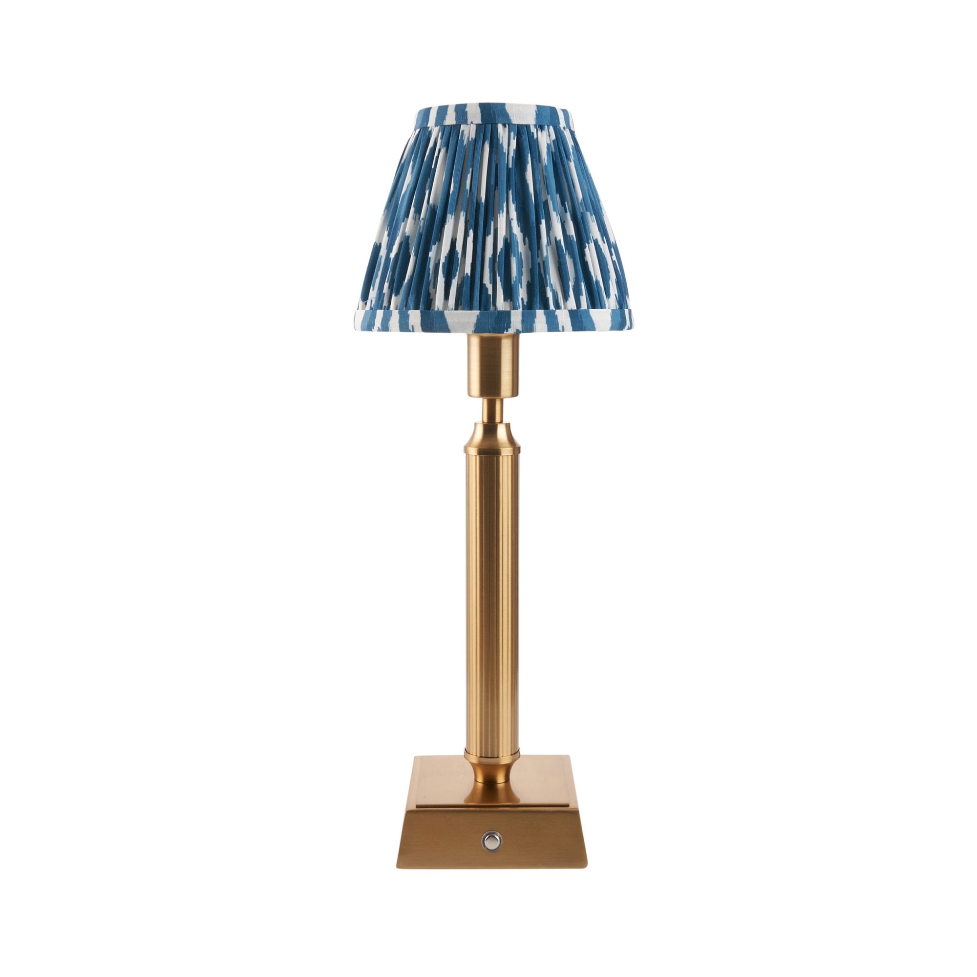 Endon Trobridge Rechargeable Table Lamp & Ikat 16cm Marlin Blue Shade