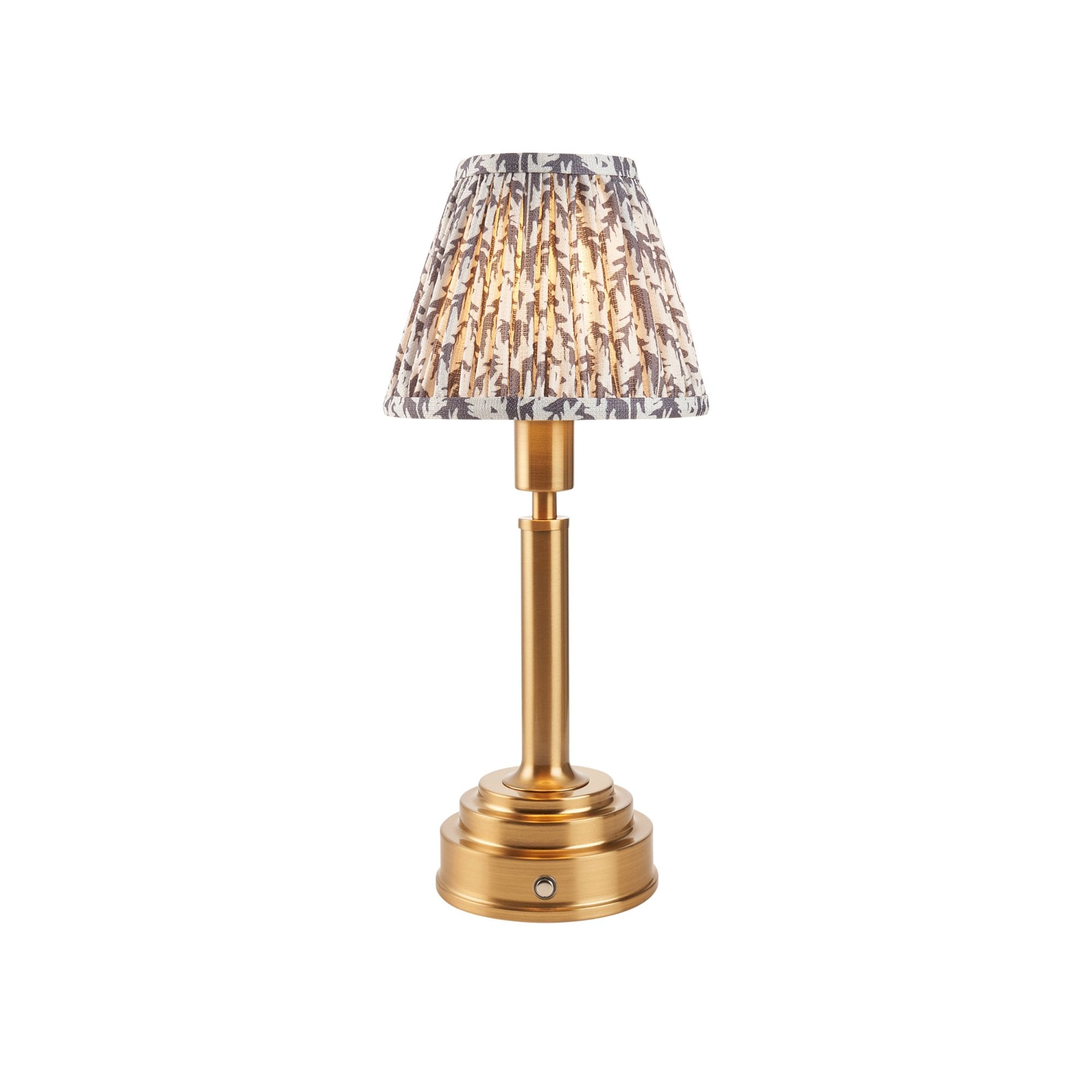 Endon Upton Rechargeable Table Lamp & Leaf 16cm Pearl Grey Shade