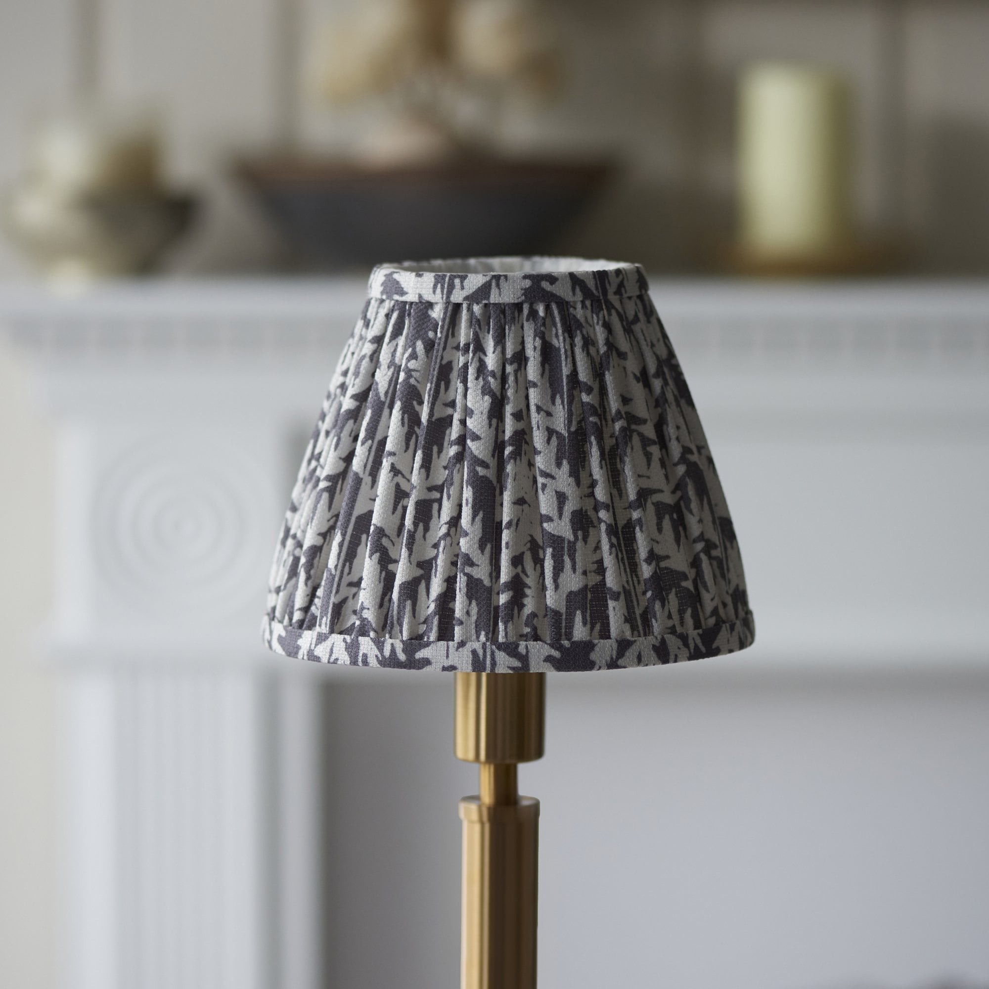 Endon Upton Rechargeable Table Lamp & Leaf 16cm Pearl Grey Shade