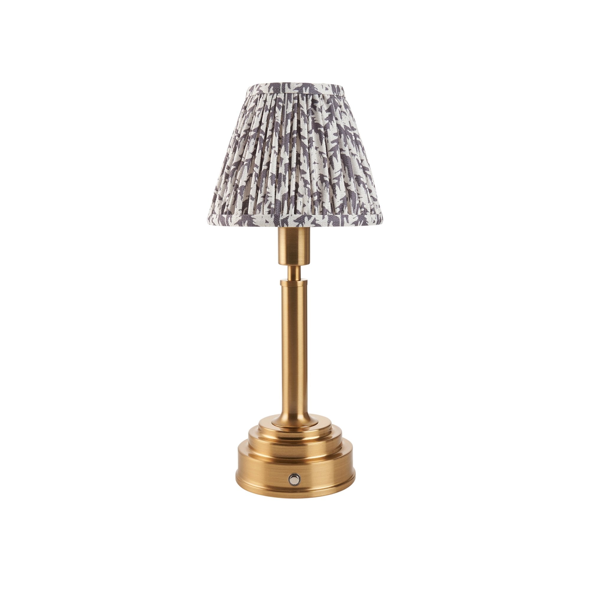 Endon Upton Rechargeable Table Lamp & Leaf 16cm Pearl Grey Shade