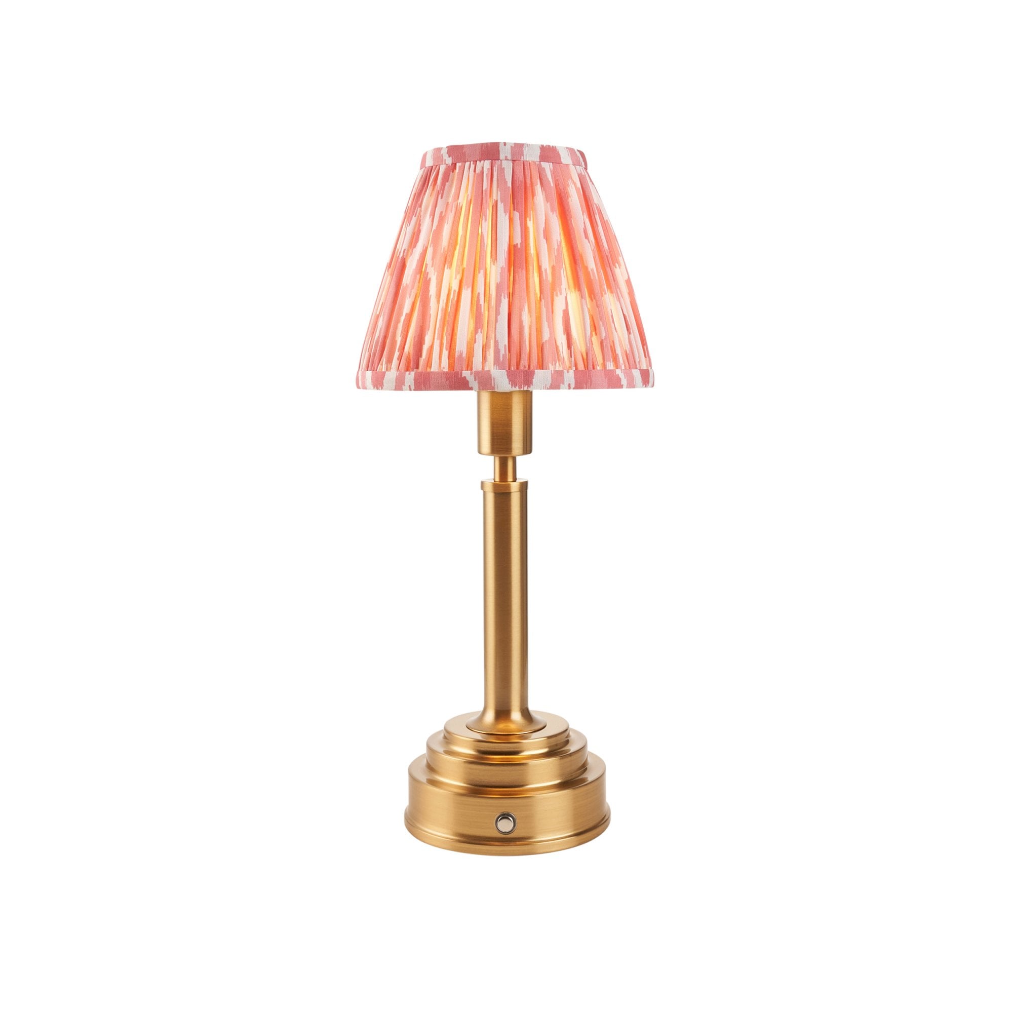 Endon Upton Rechargeable Table Lamp & Ikat 16cm Coral Pink Shade