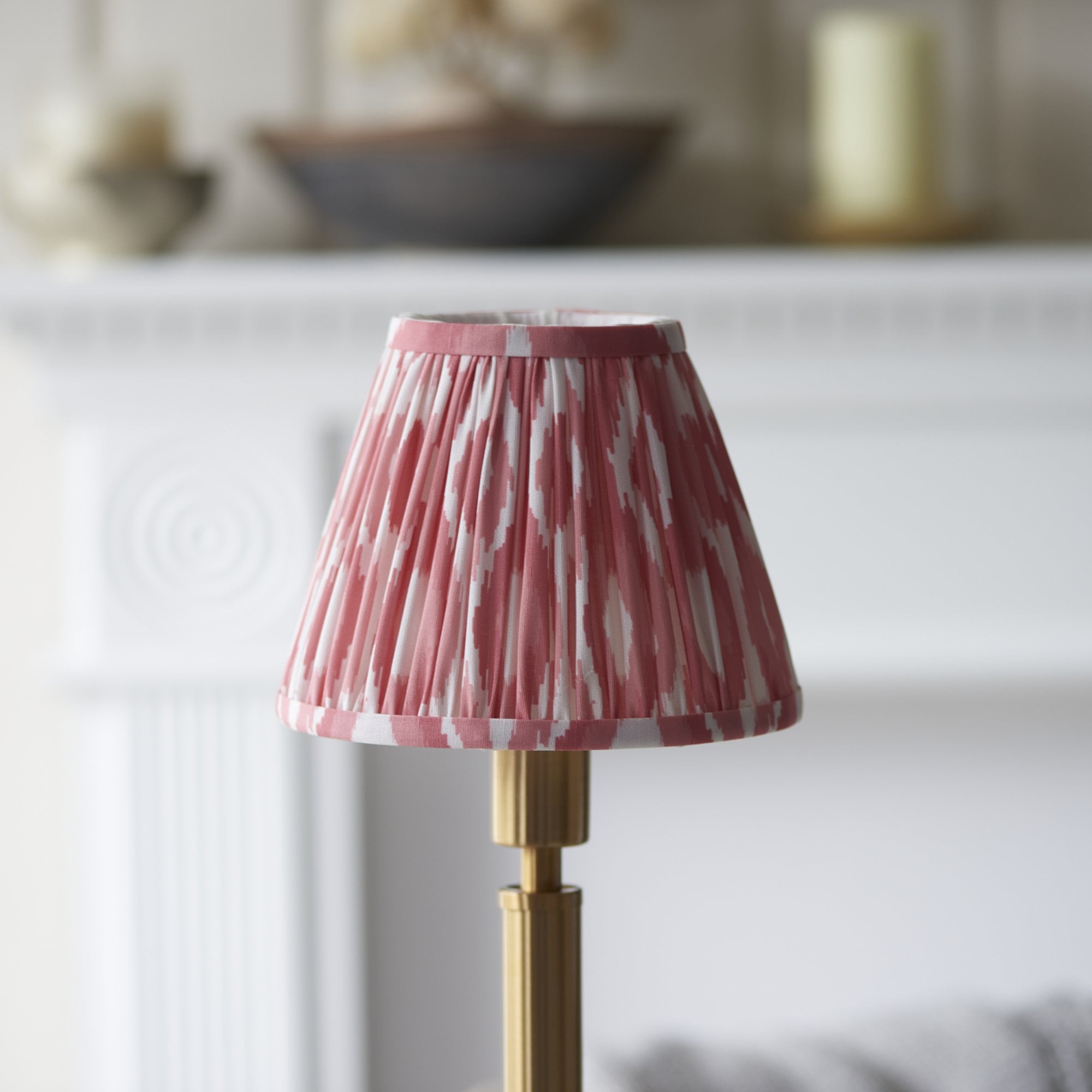 Endon Upton Rechargeable Table Lamp & Ikat 16cm Coral Pink Shade