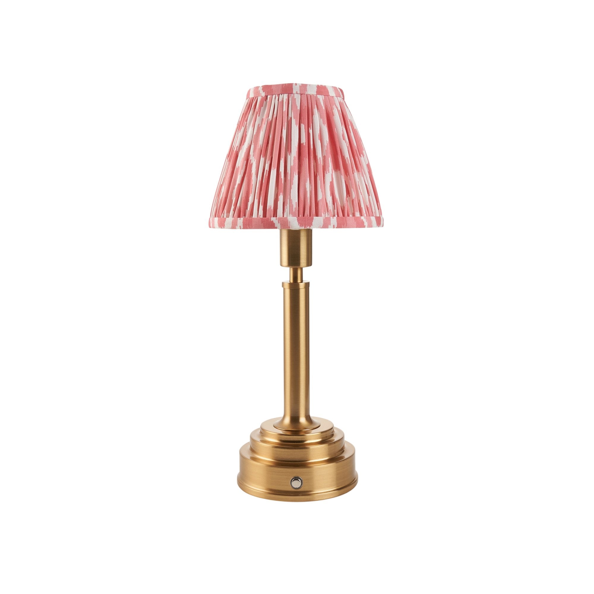 Endon Upton Rechargeable Table Lamp & Ikat 16cm Coral Pink Shade