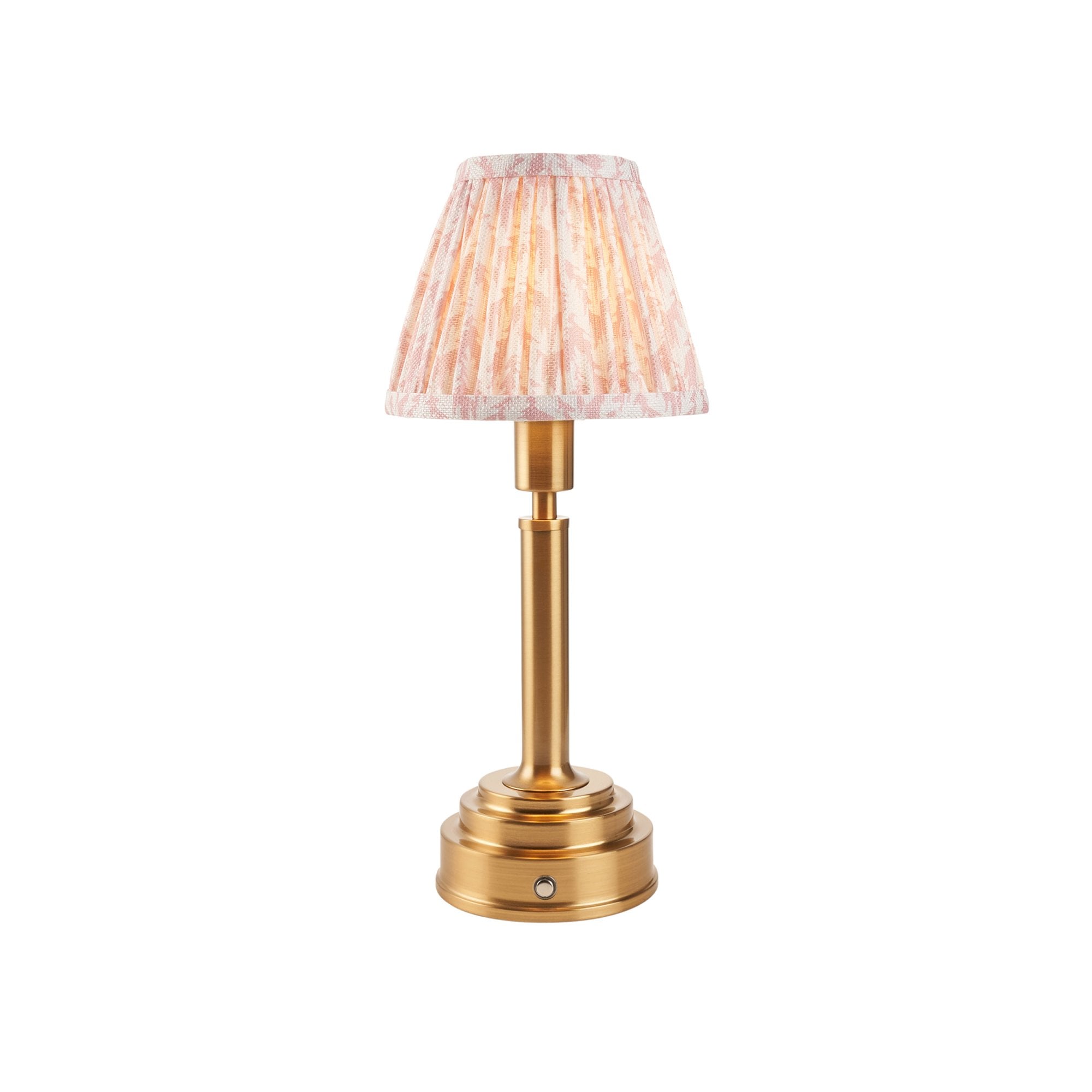 Endon Upton Rechargeable Table Lamp & Leaf 16cm Peachy Keen Shade