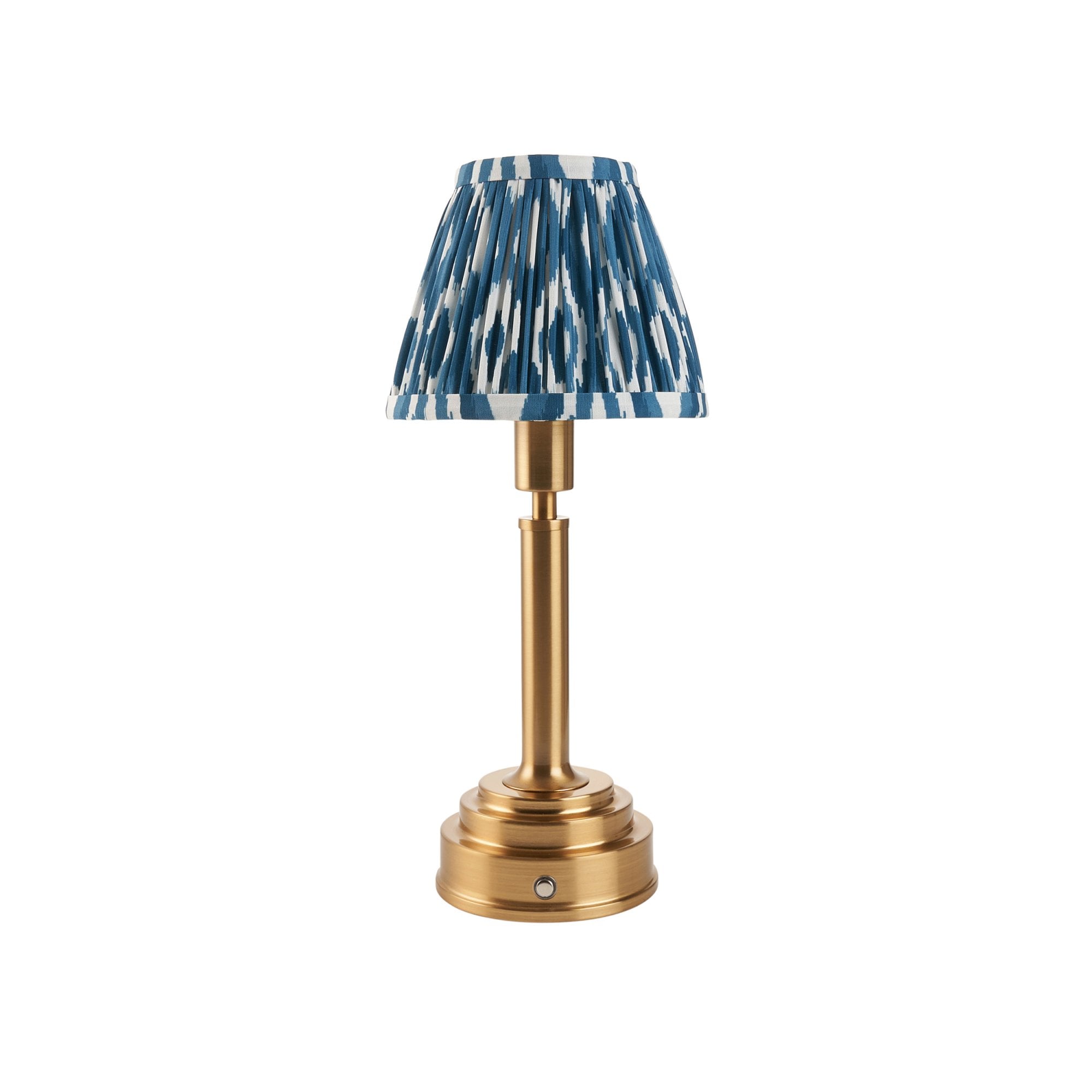 Endon Upton Rechargeable Table Lamp & Ikat 16cm Marlin Blue Shade