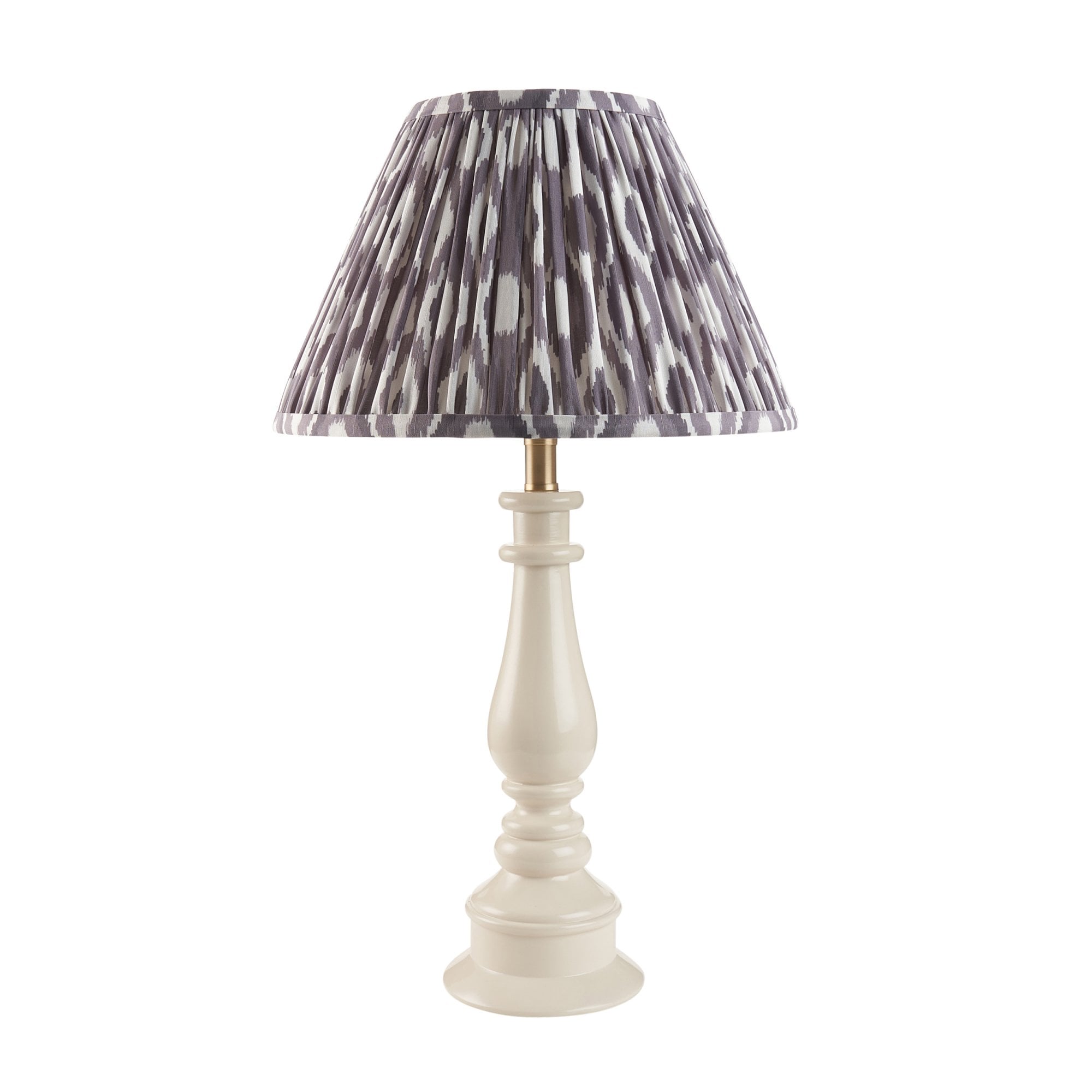 Endon Myrtle Gloss Almond White Table Lamp & Ikat 30cm Pearl Grey Shade
