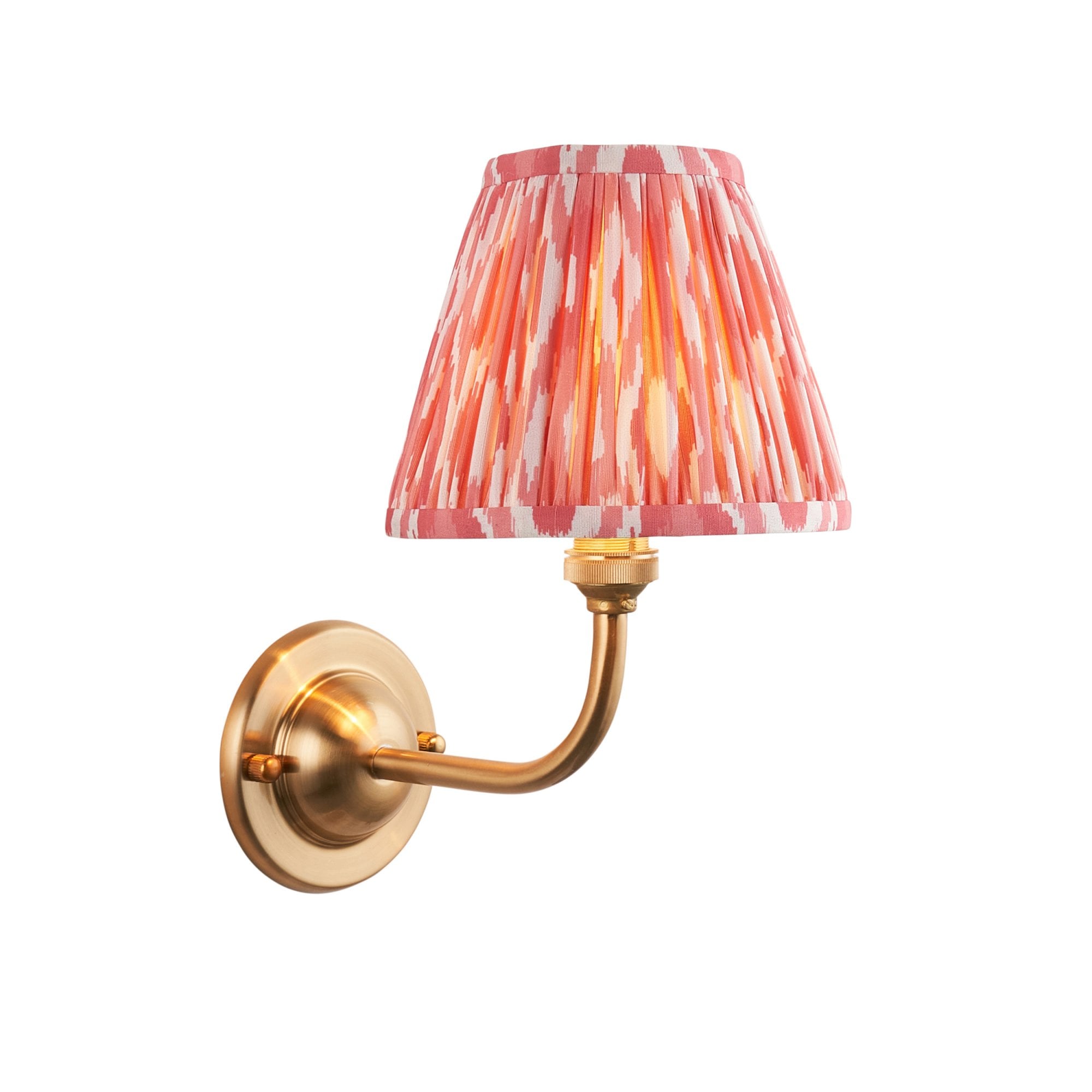 Endon Dome Arc Wall Light & Ikat 16cm Coral Pink Shade