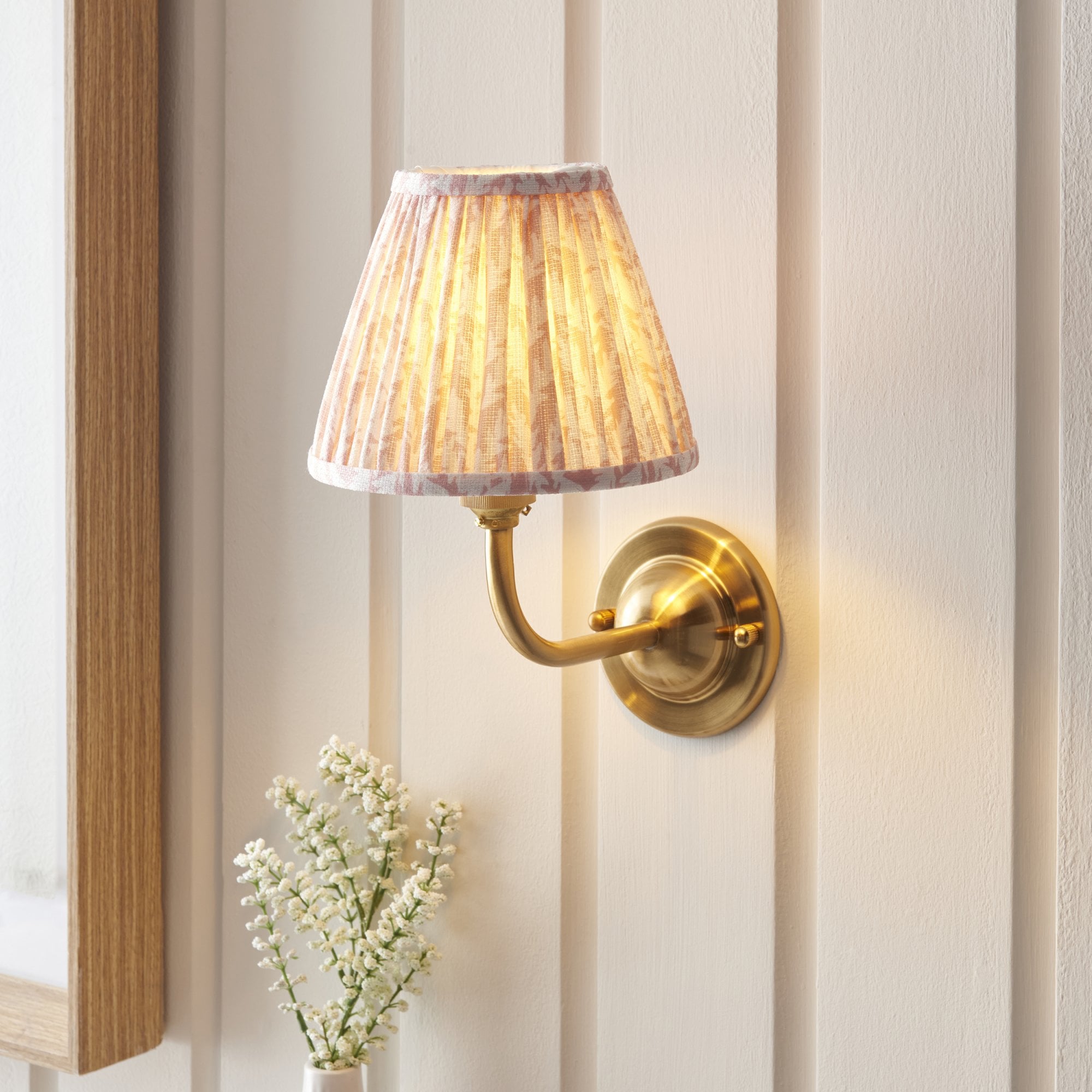 Endon Dome Arc Wall Light & Leaf 16cm Peachy Keen Shade