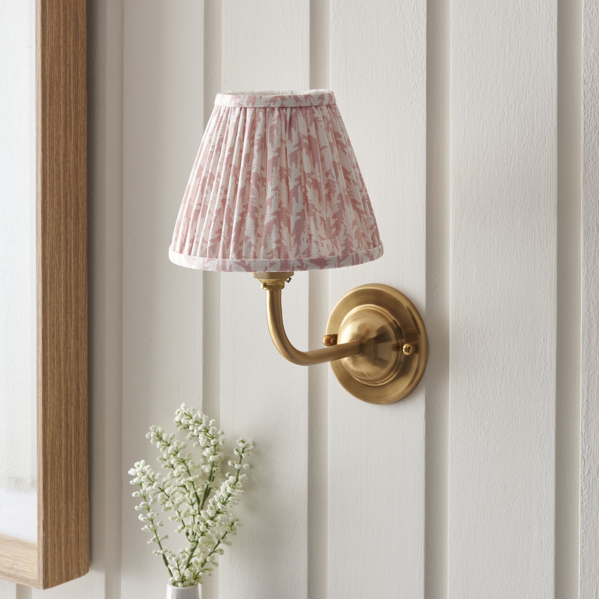 Endon Dome Arc Wall Light & Leaf 16cm Peachy Keen Shade