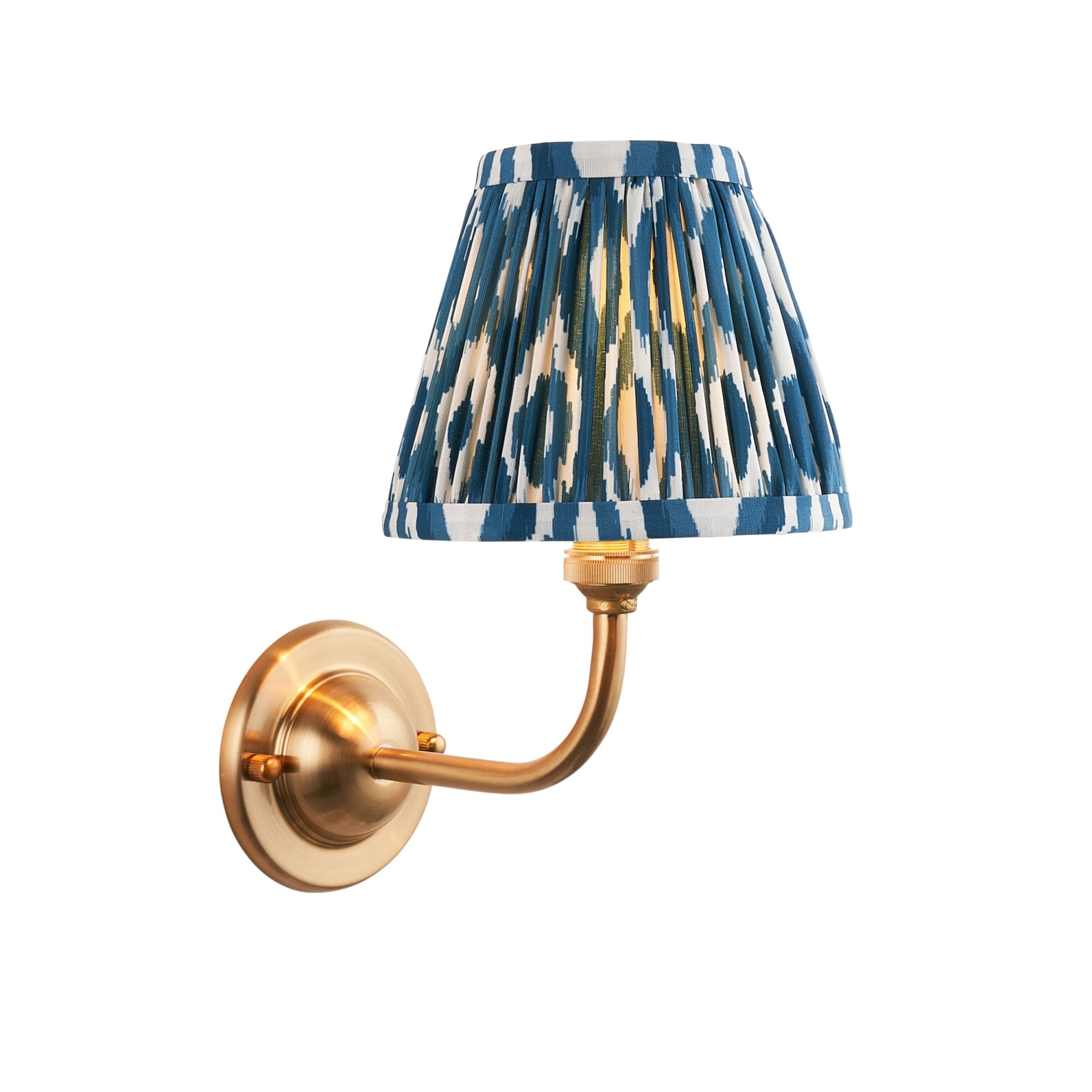 Endon Dome Arc Wall Light & Ikat 16cm Marlin Blue Shade
