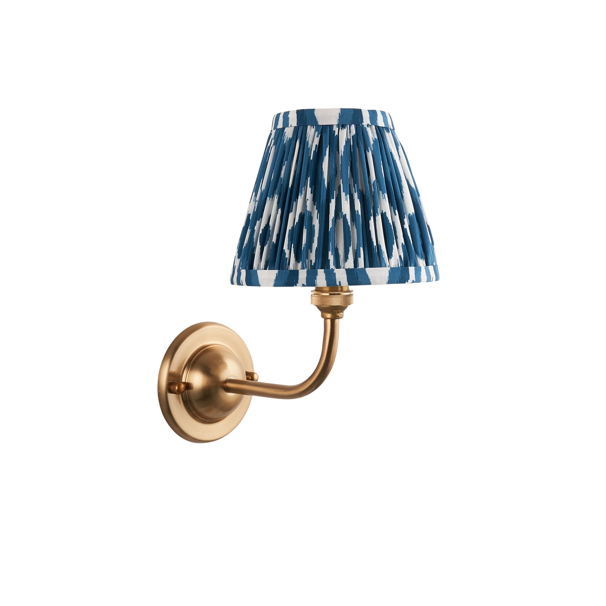 Endon Dome Arc Wall Light & Ikat 16cm Marlin Blue Shade