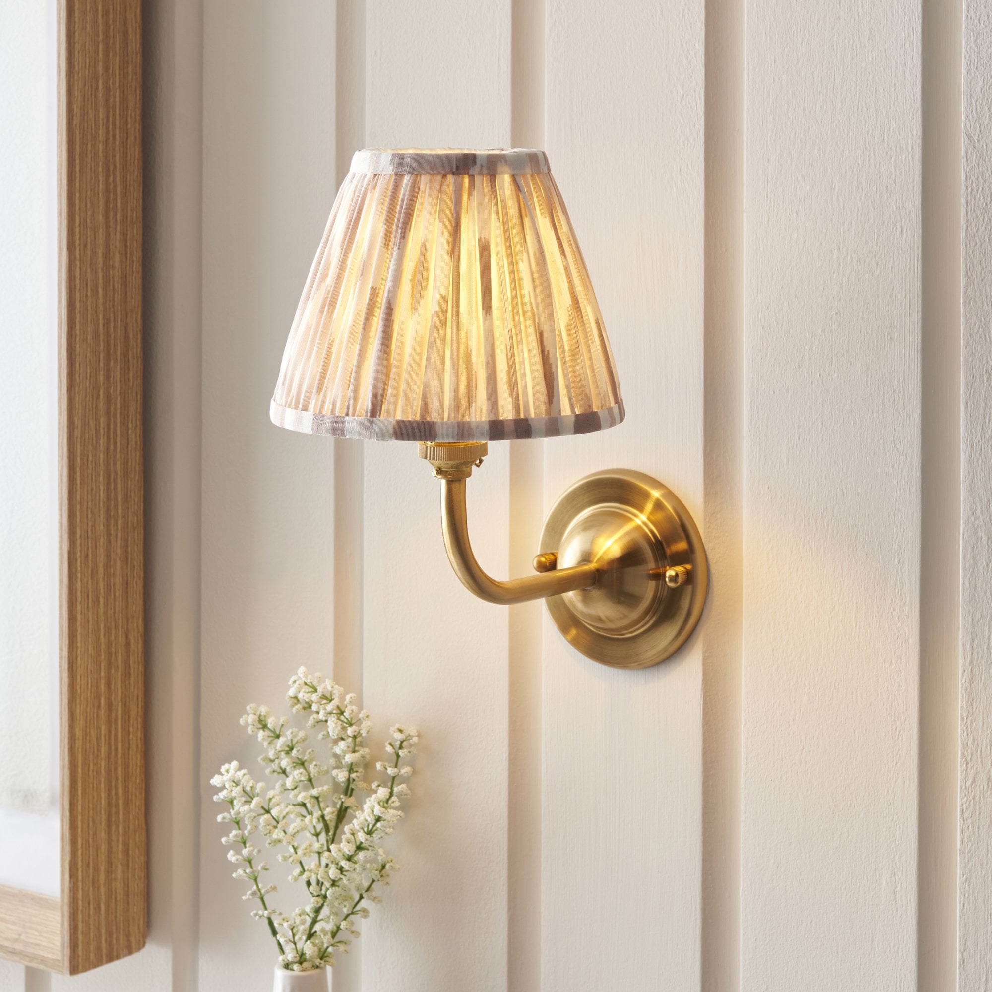 Endon Dome Arc Wall Light & Ikat 16cm Neutral Shade