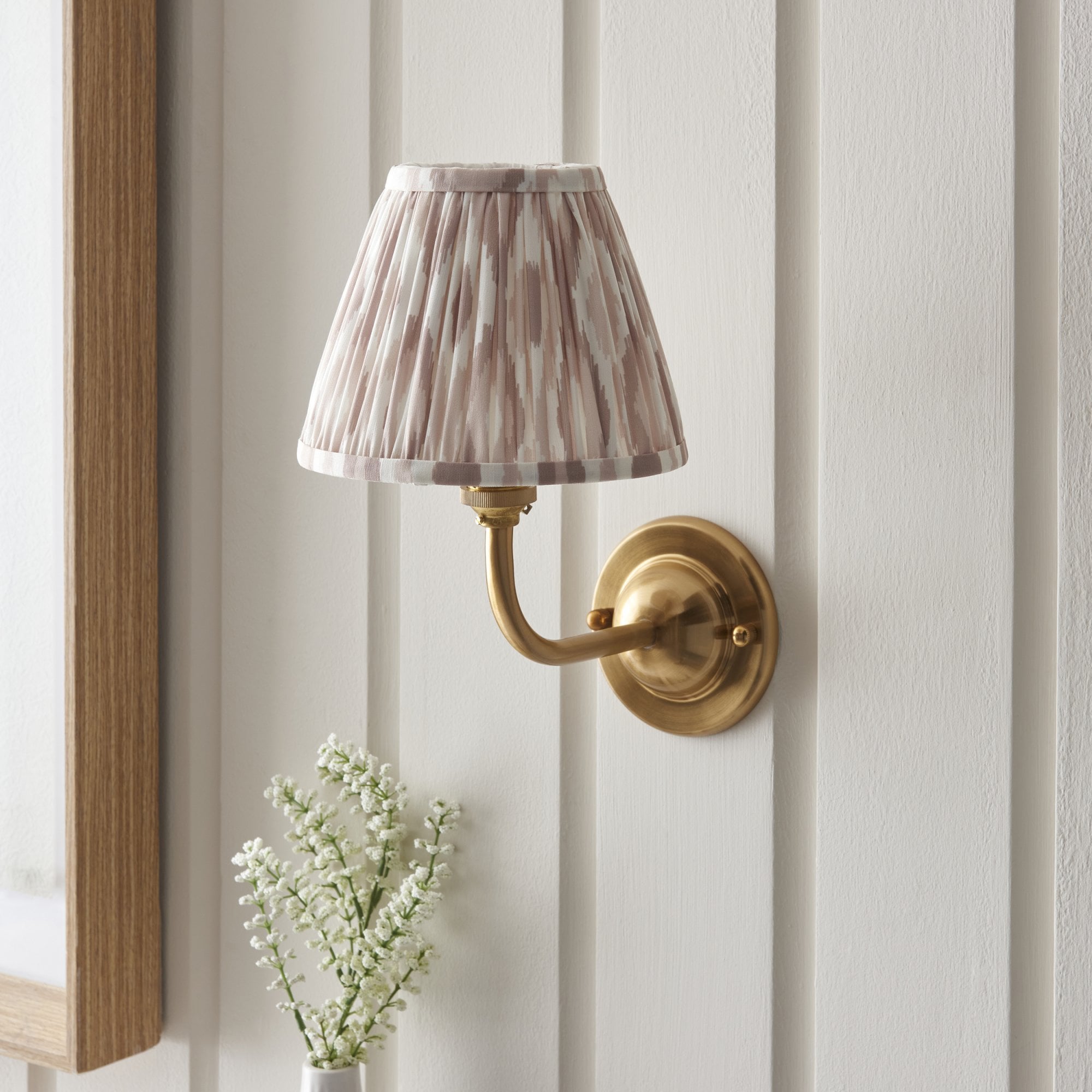 Endon Dome Arc Wall Light & Ikat 16cm Neutral Shade