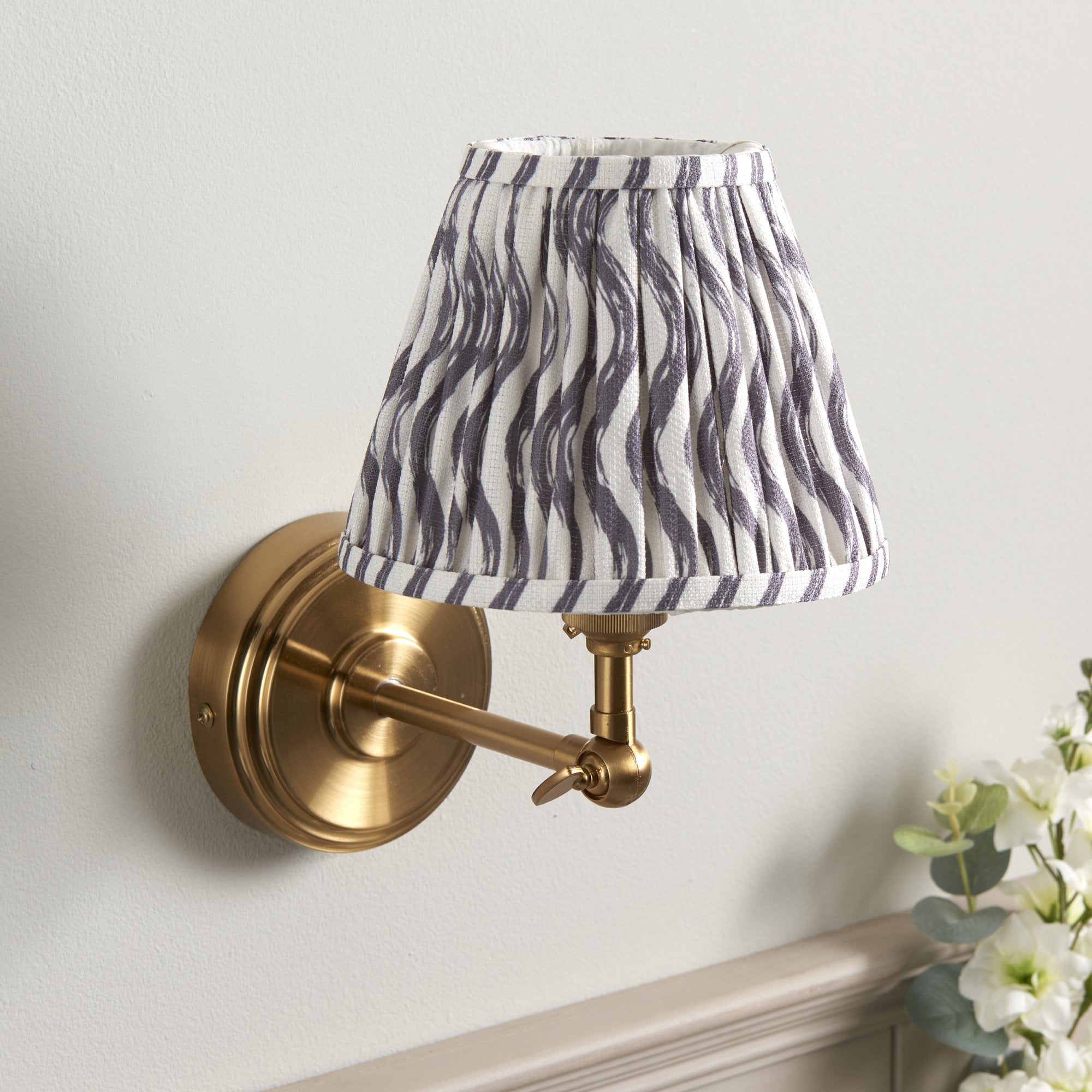 Endon Step Wing Wall Light & Ripple 16cm Pearl Grey Shade
