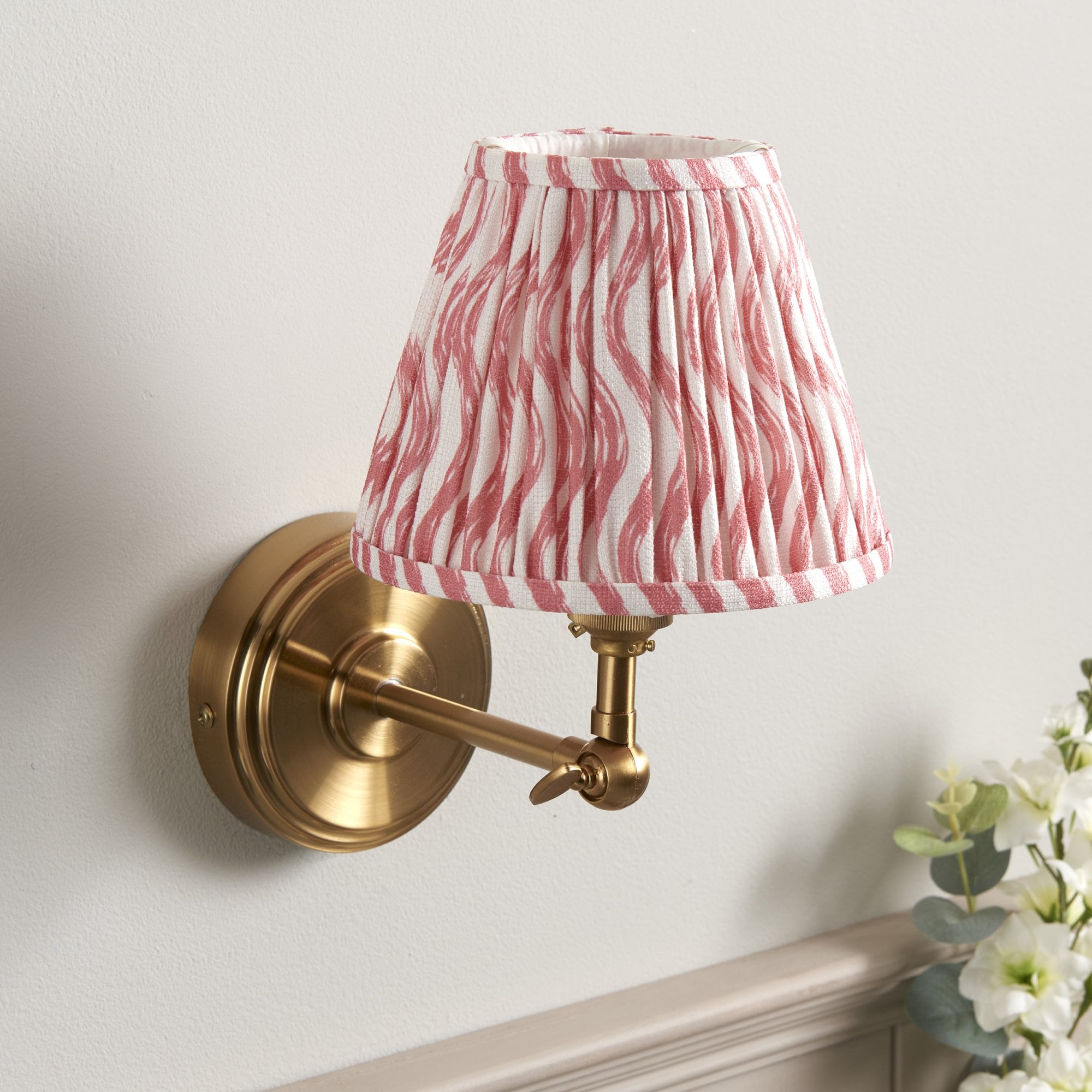 Endon Step Wing Wall Light & Ripple 16cm Coral Pink Shade