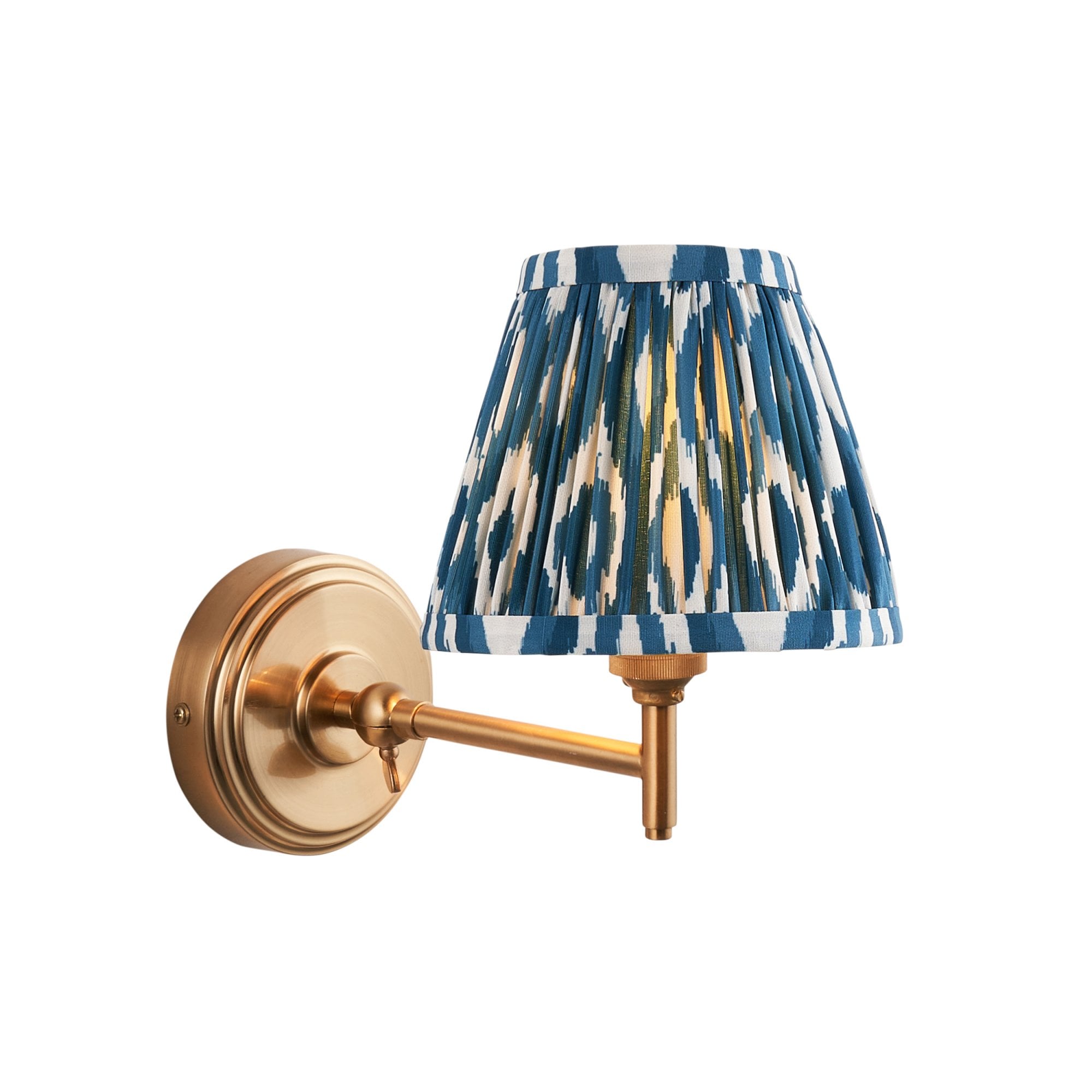 Endon Step Fold Wall Light & Ikat 16cm Marlin Blue Shade