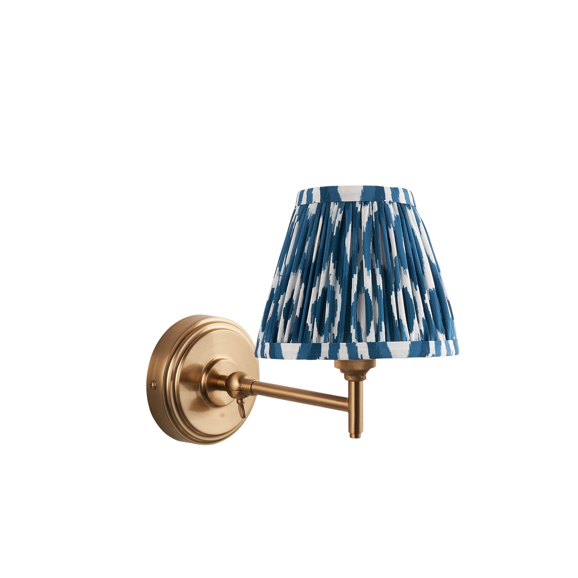 Endon Step Fold Wall Light & Ikat 16cm Marlin Blue Shade