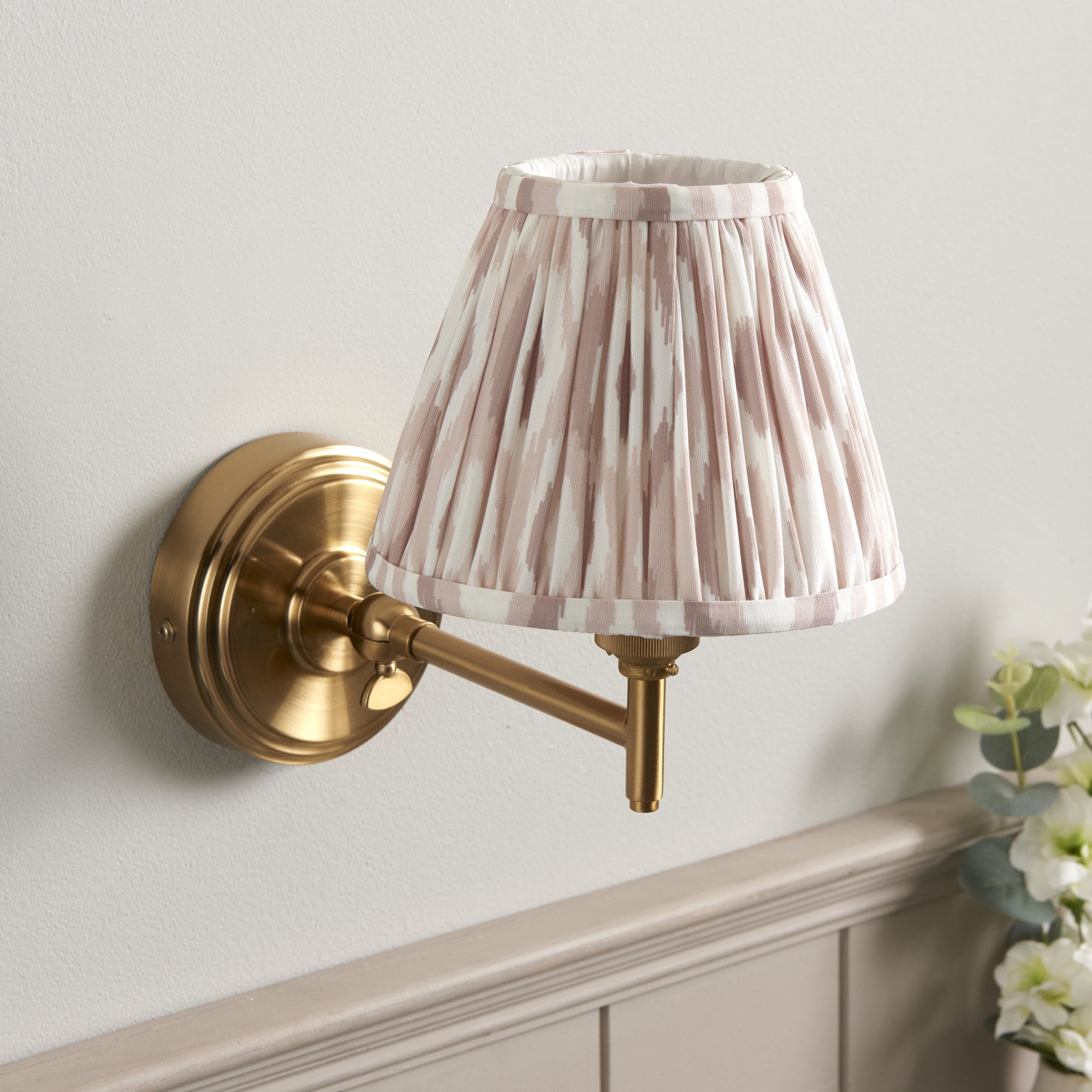 Endon Step Fold Wall Light & Ikat 16cm Neutral Shade
