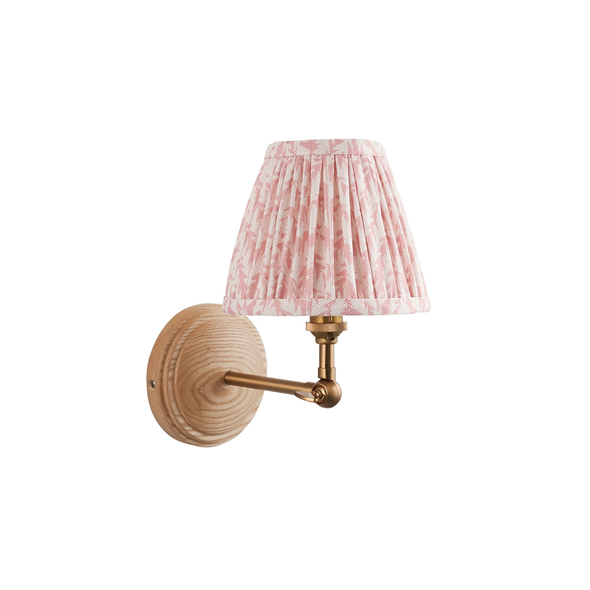 Endon Wood Wing Wall Light & Leaf 16cm Peachy Keen Shade