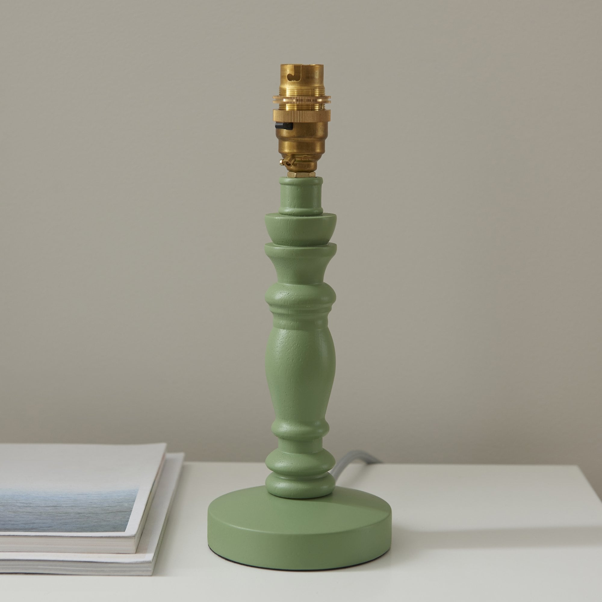 Endon Bibury Satin Cotswold Green Table Lamp & Zigzag 20cm Cotswold Green Shade