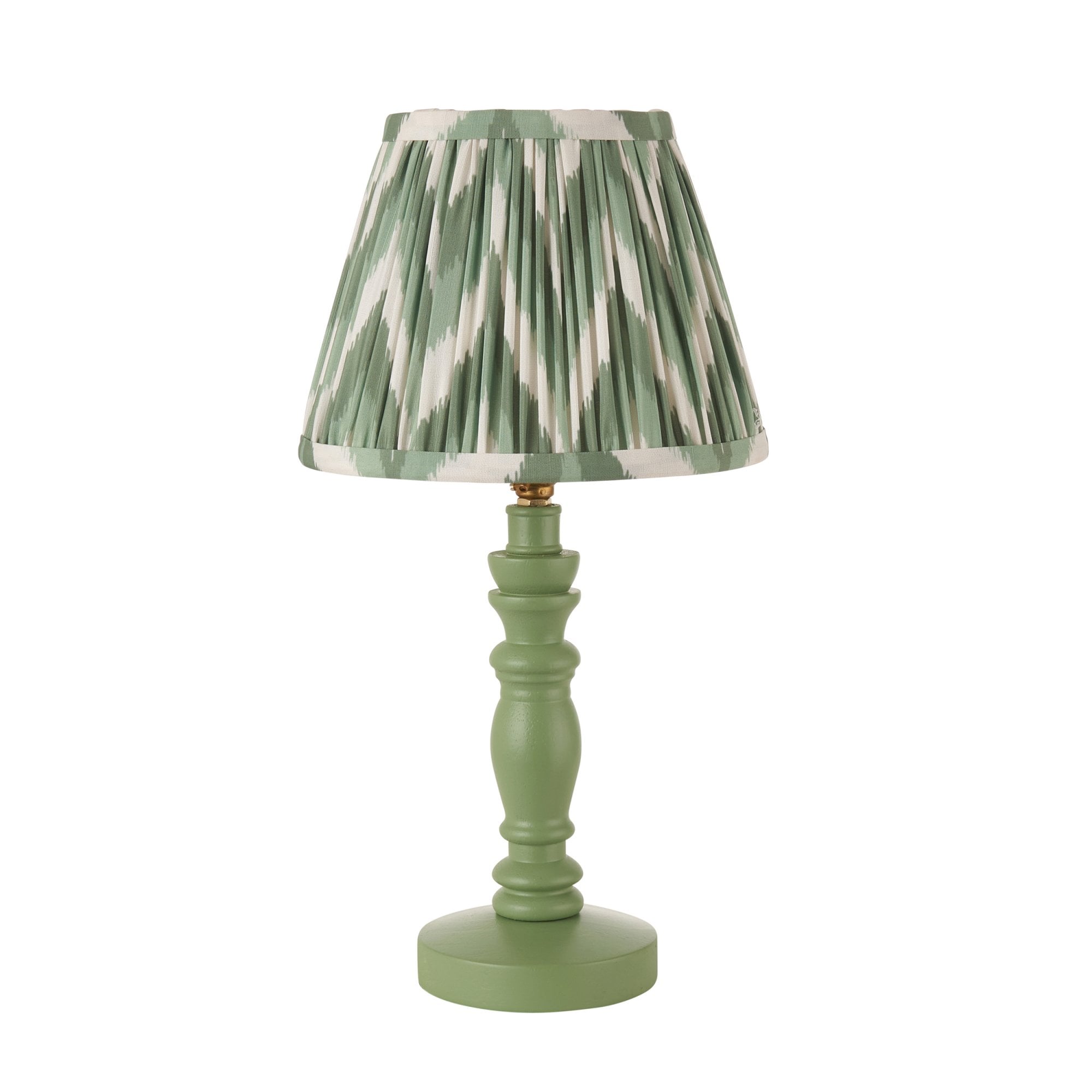 Endon Bibury Satin Cotswold Green Table Lamp & Zigzag 20cm Cotswold Green Shade