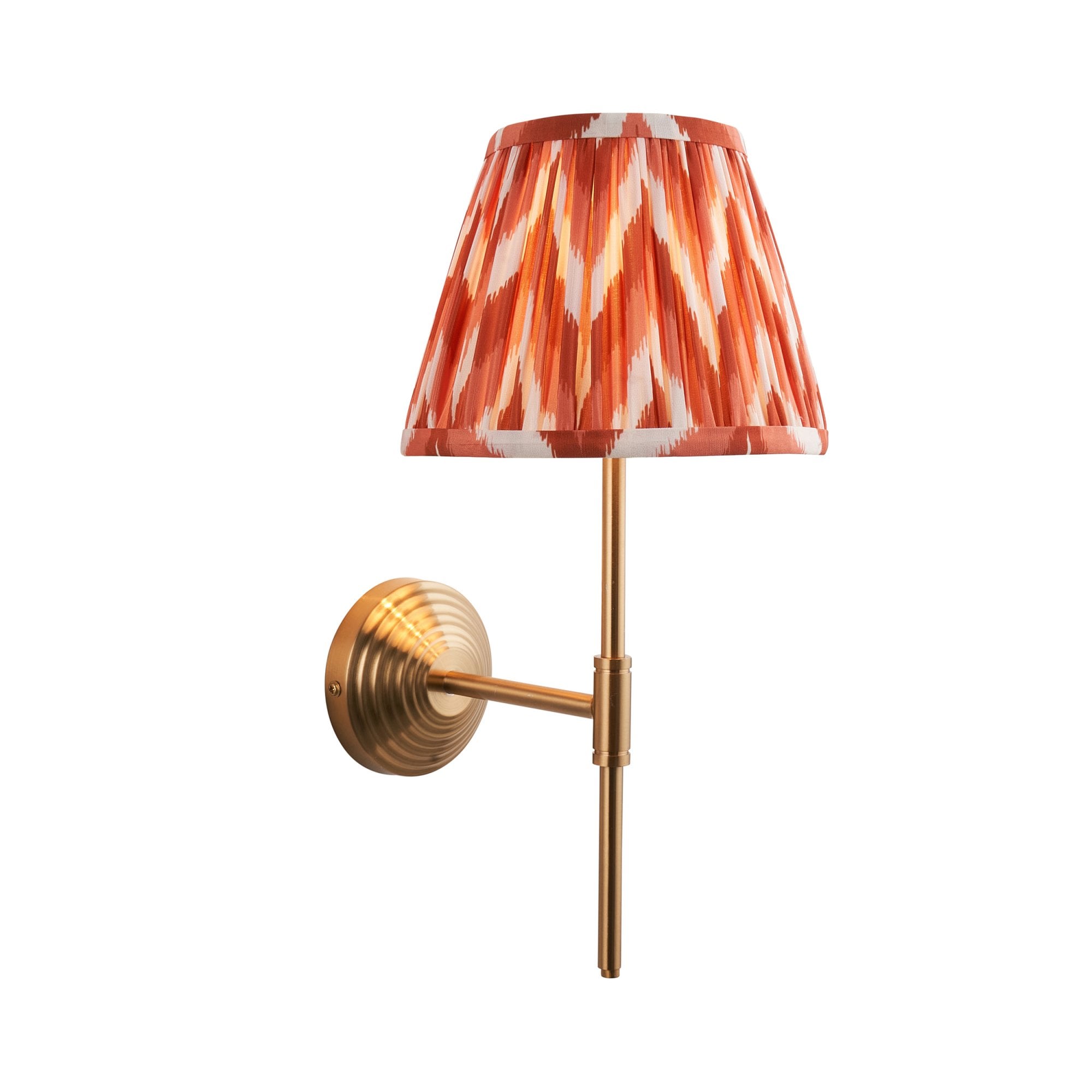 Endon Obelisk T Bar Wall Light & Zigzag 20cm Apricot Orange Shade