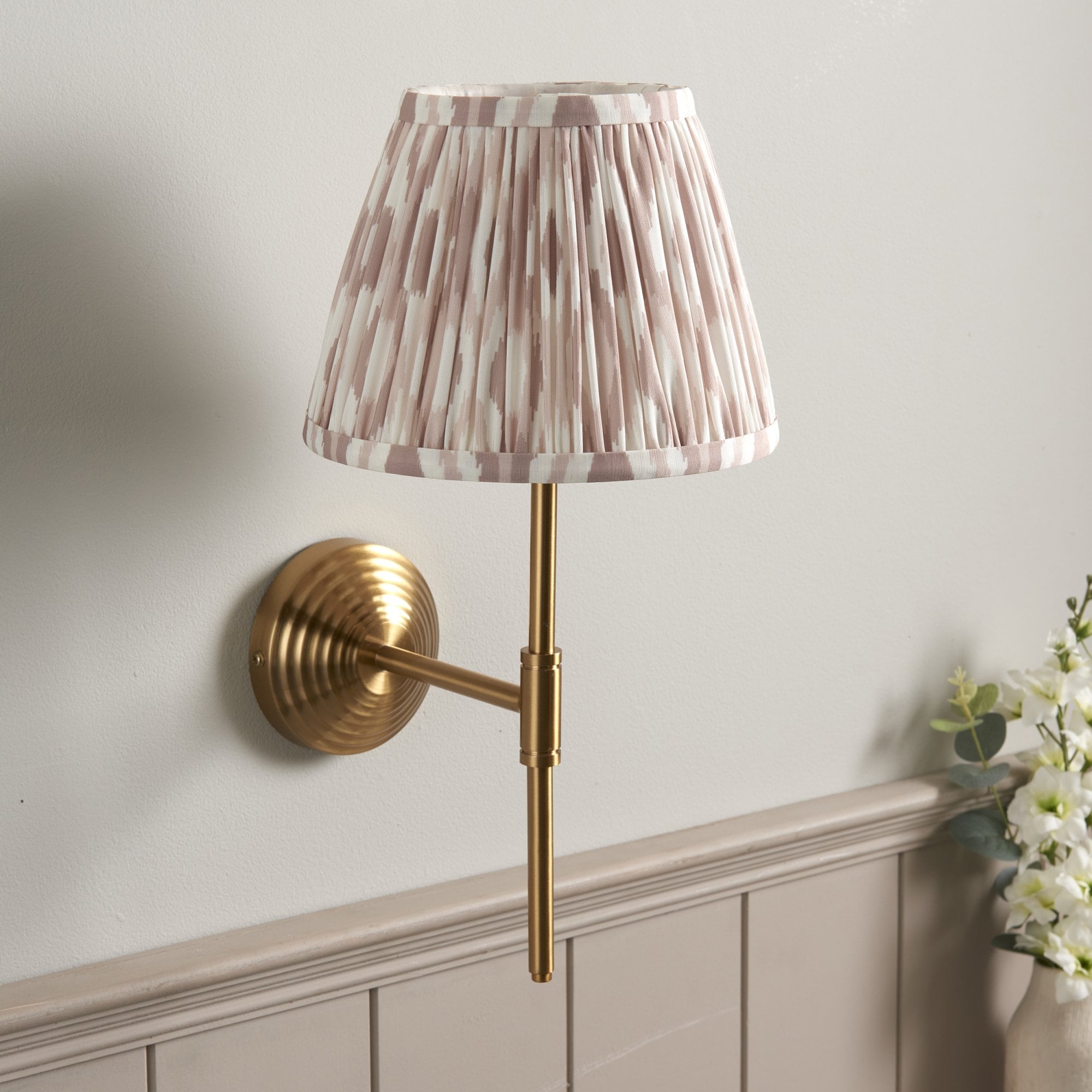 Endon Obelisk T Bar Wall Light & Ikat 20cm Neutral Shade