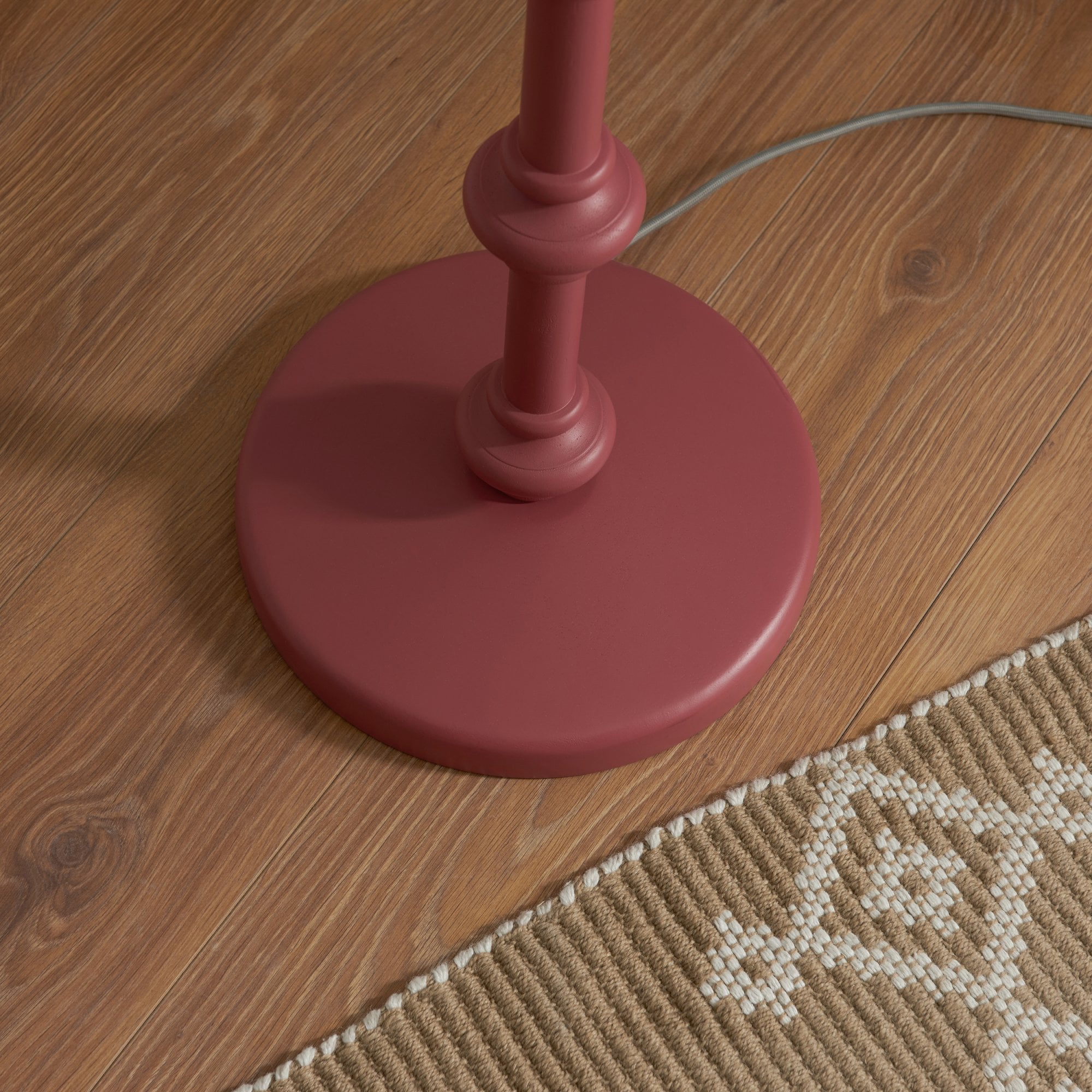 Endon Carnaby Satin Pink Clay Floor Lamp & Ripple 35cm Coral Pink Shade