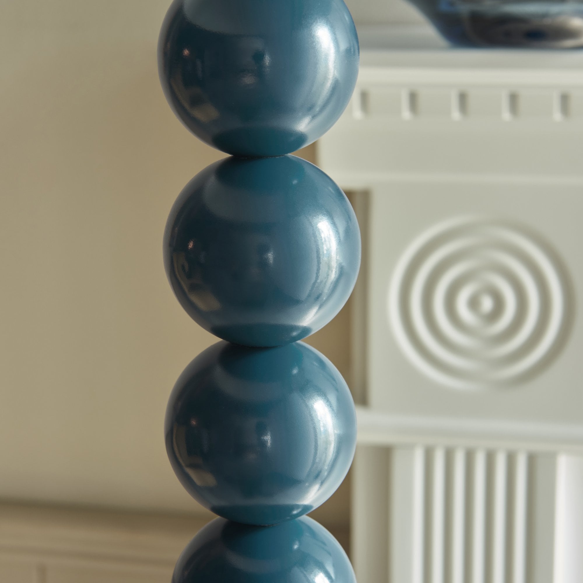 Endon Higgledy Gloss Marlin Blue Floor Lamp & Ivy 35cm Vintage White Shade