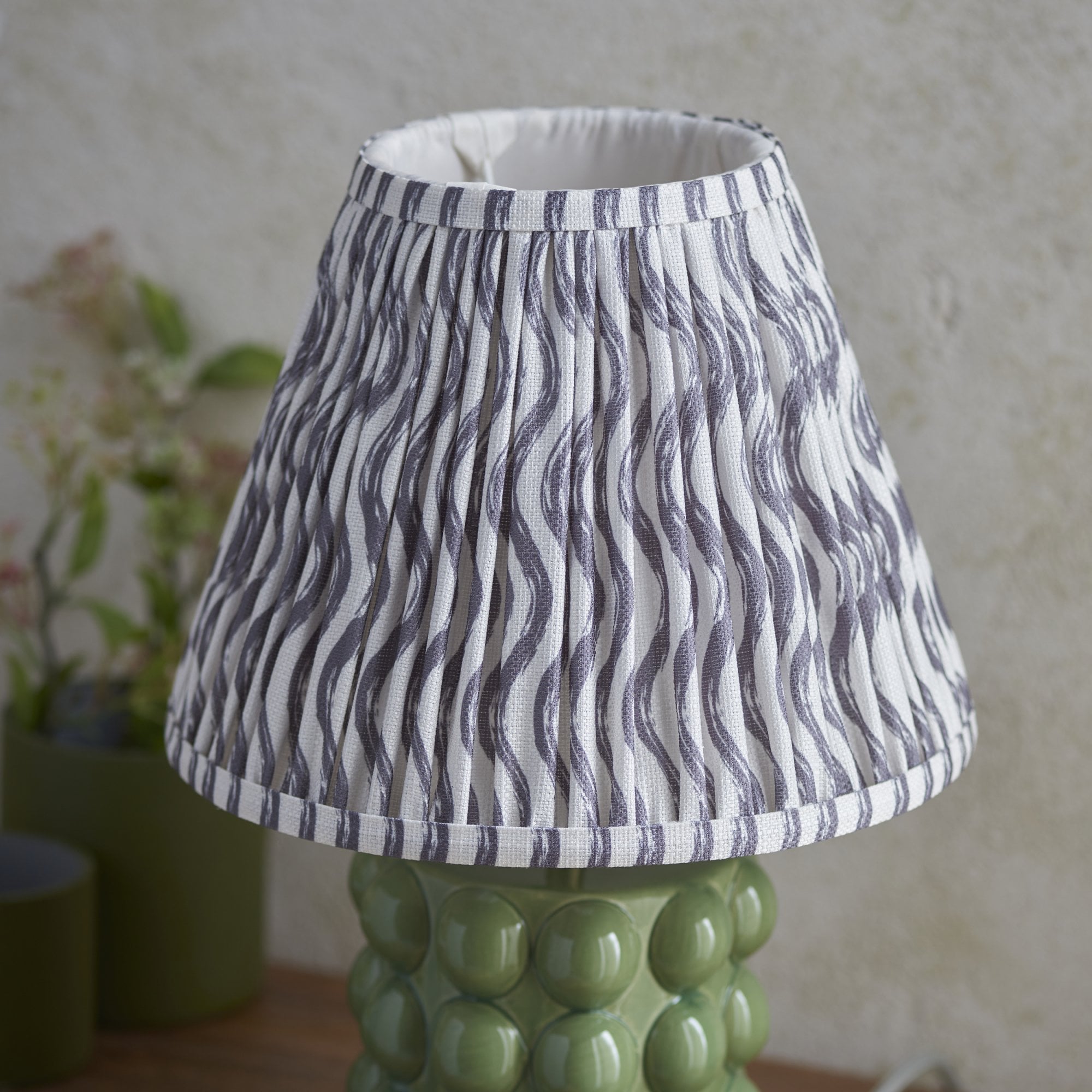 Endon Bobble Table Lamp & Ripple 25cm Pearl Grey Shade