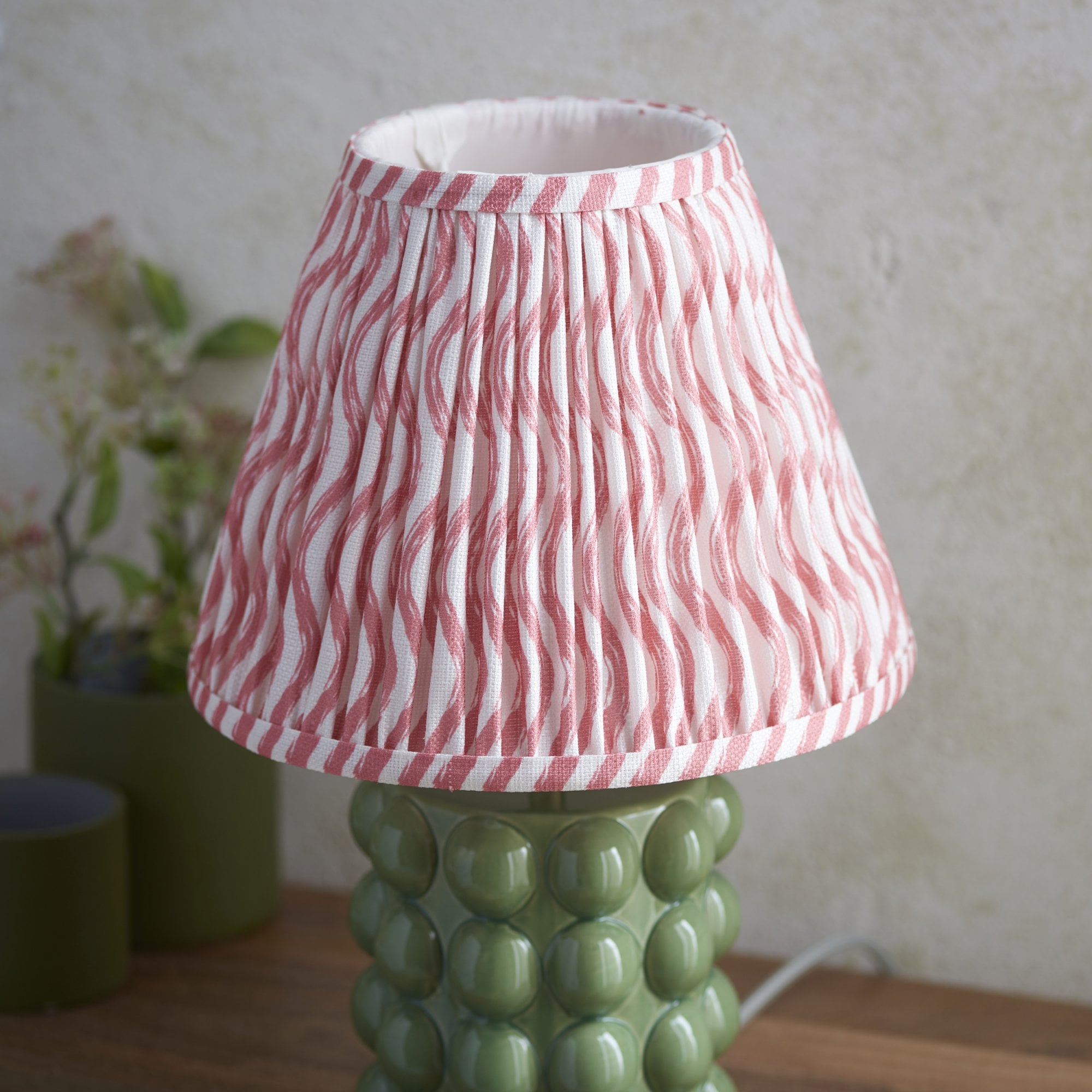 Endon Bobble Table Lamp & Ripple 25cm Coral Pink Shade