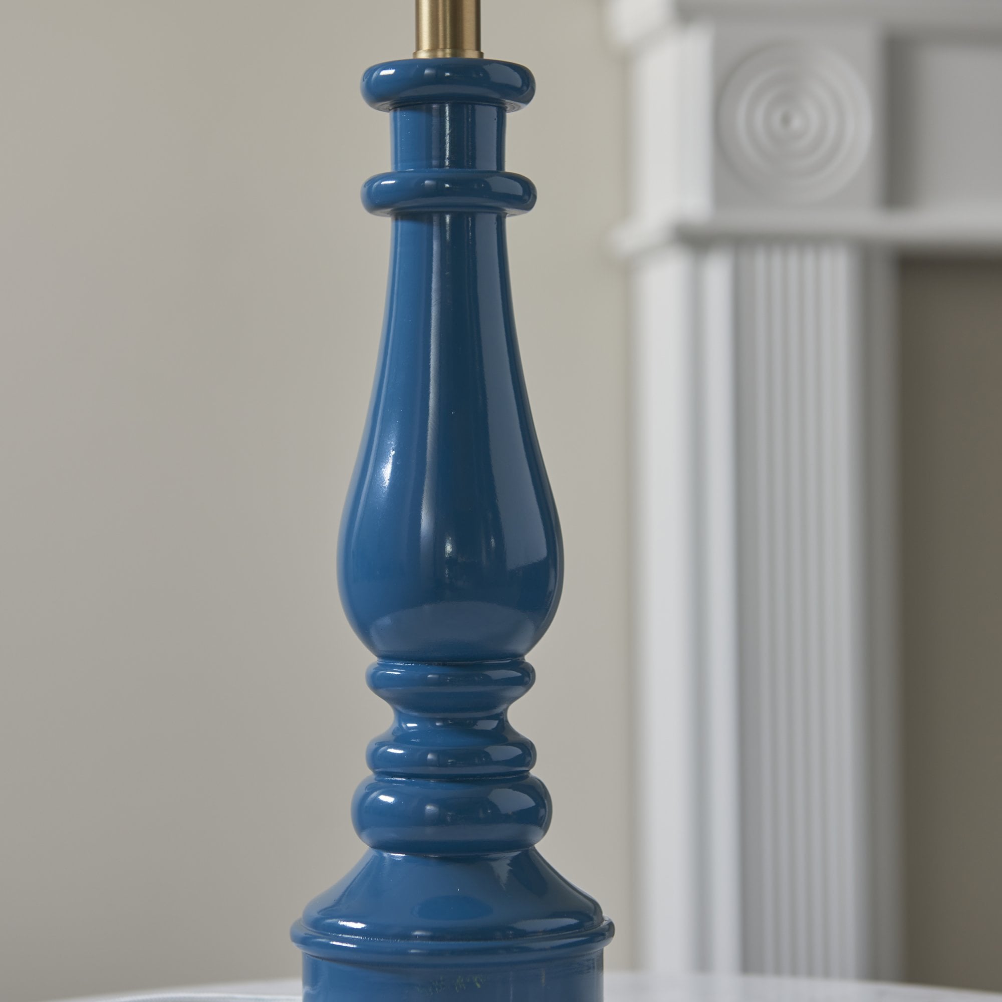 Endon Myrtle Gloss Marlin Blue Table Lamp & Ripple 25cm Marlin Blue Shade