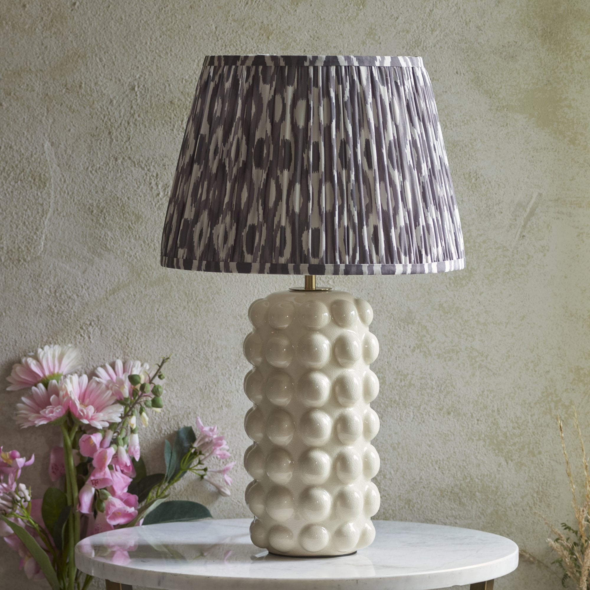 Endon Bobble Table Lamp & Ikat 35cm Pearl Grey Shade