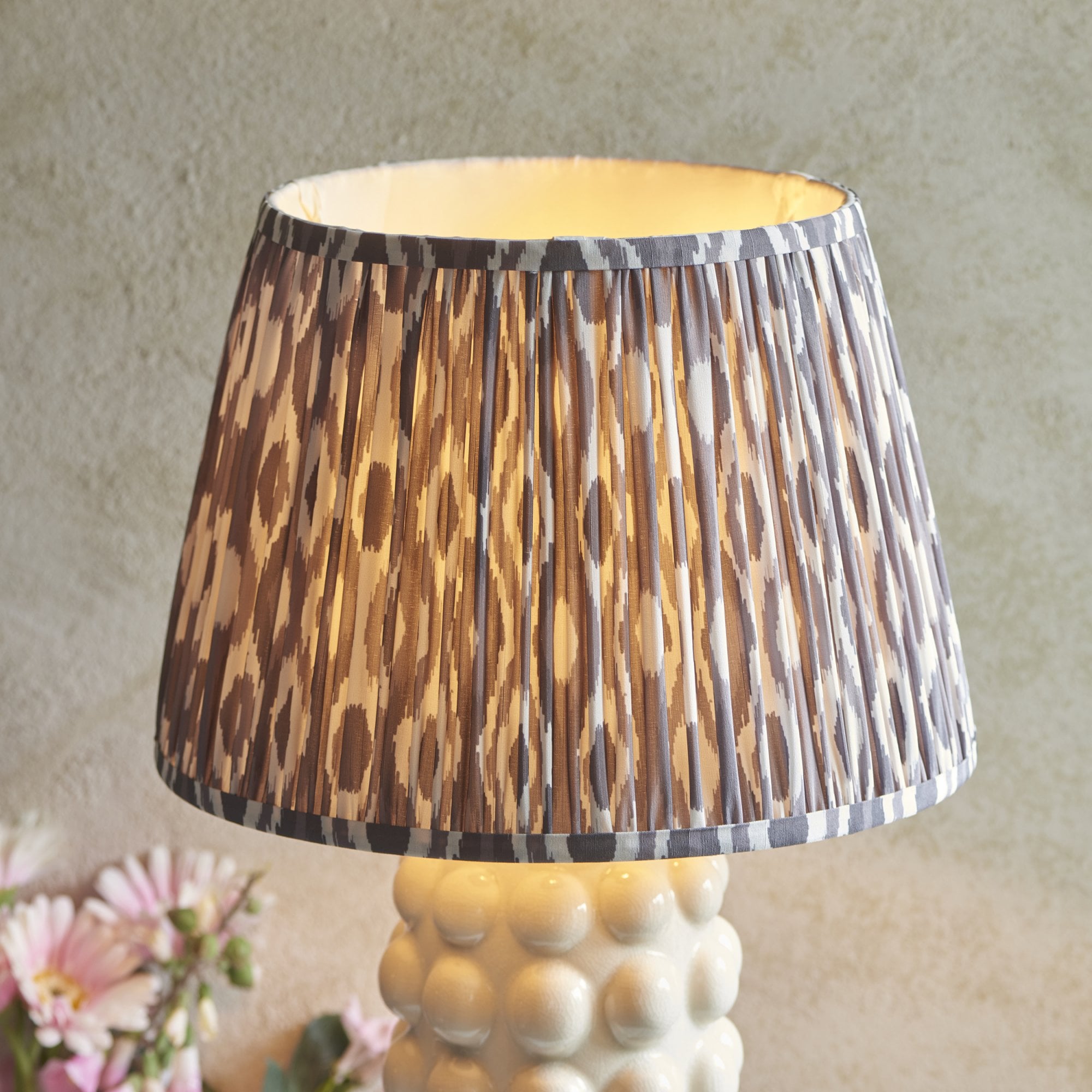 Endon Bobble Table Lamp & Ikat 35cm Pearl Grey Shade