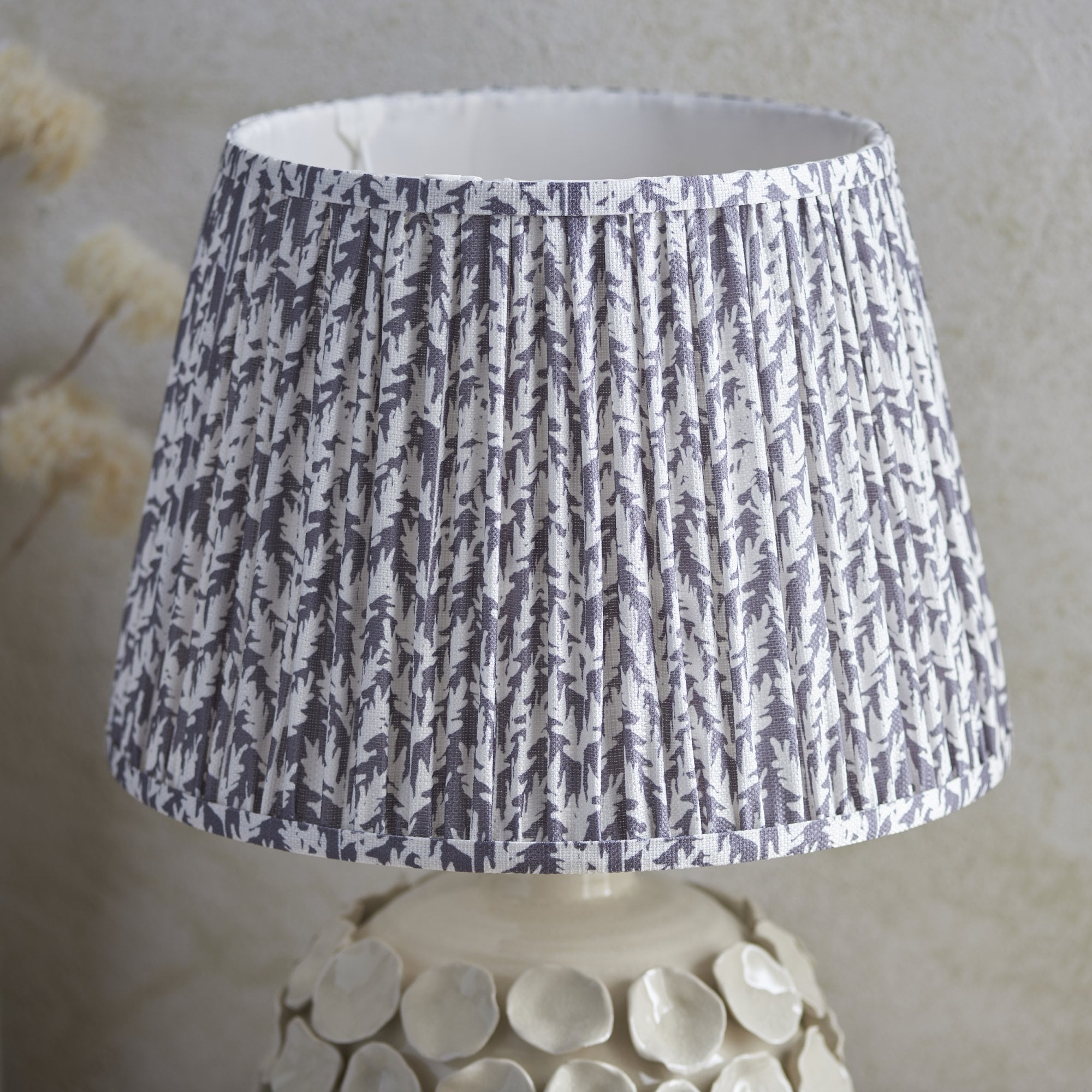 Endon Borello Table Lamp & Leaf 35cm Pearl Grey Shade