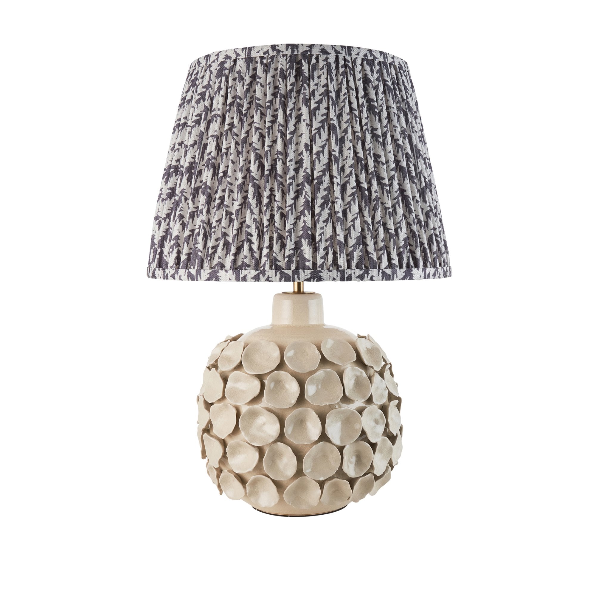 Endon Borello Table Lamp & Leaf 35cm Pearl Grey Shade