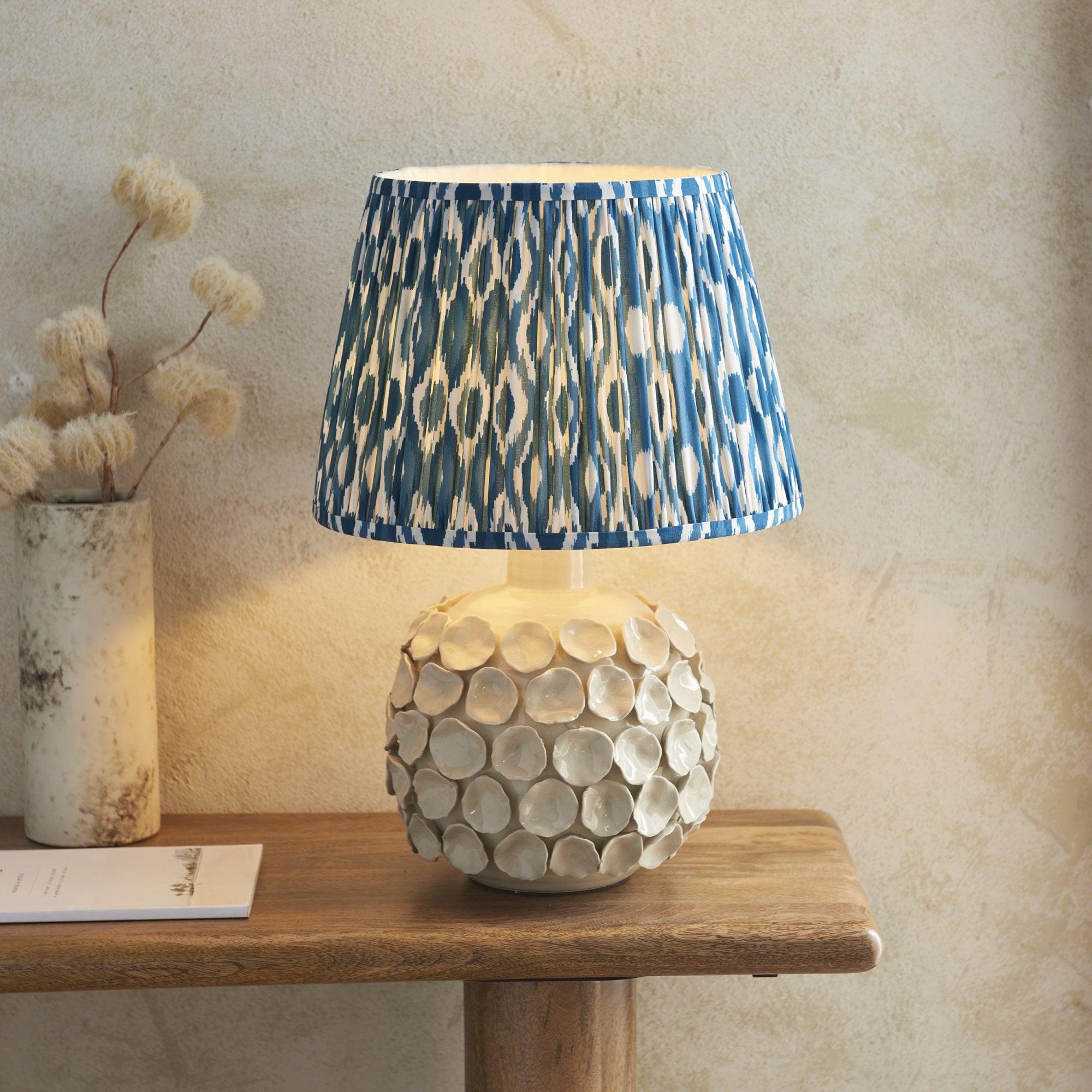 Endon Borello Table Lamp & Ikat 35cm Marlin Blue Shade