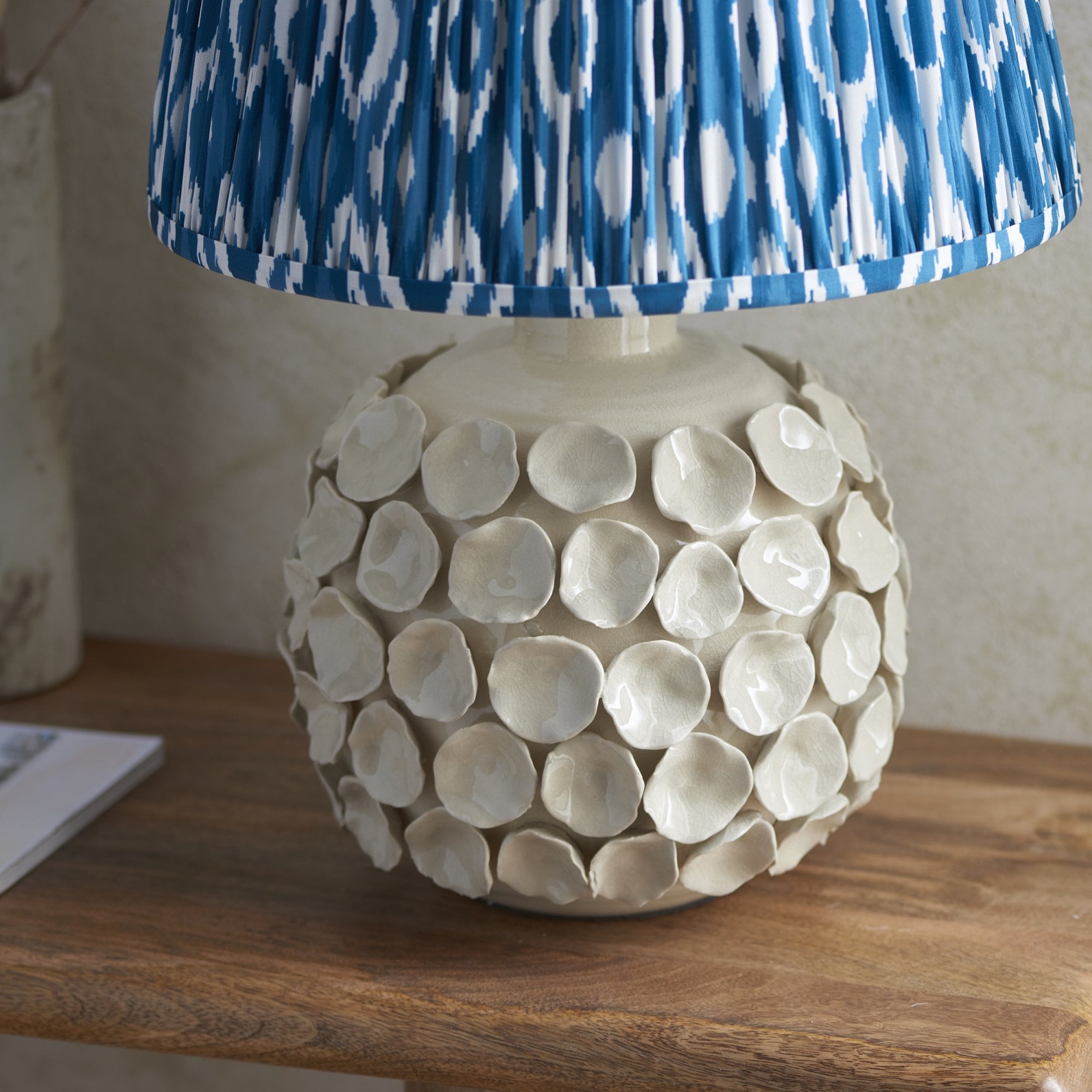 Endon Borello Table Lamp & Ikat 35cm Marlin Blue Shade