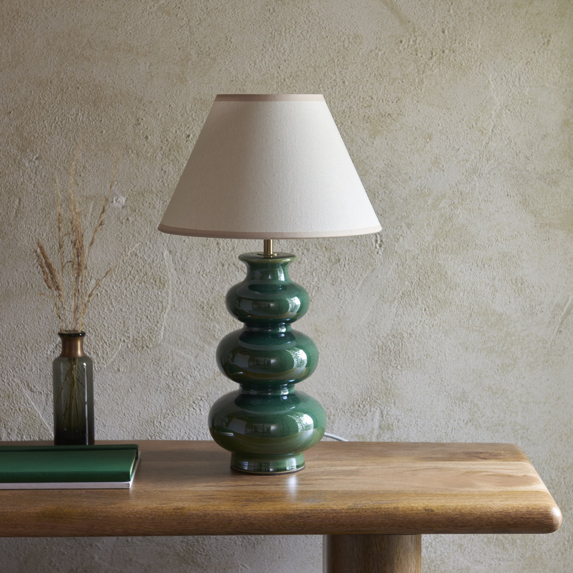 Endon Monroe Table Lamp & Ivy 30cm Vintage White Shade
