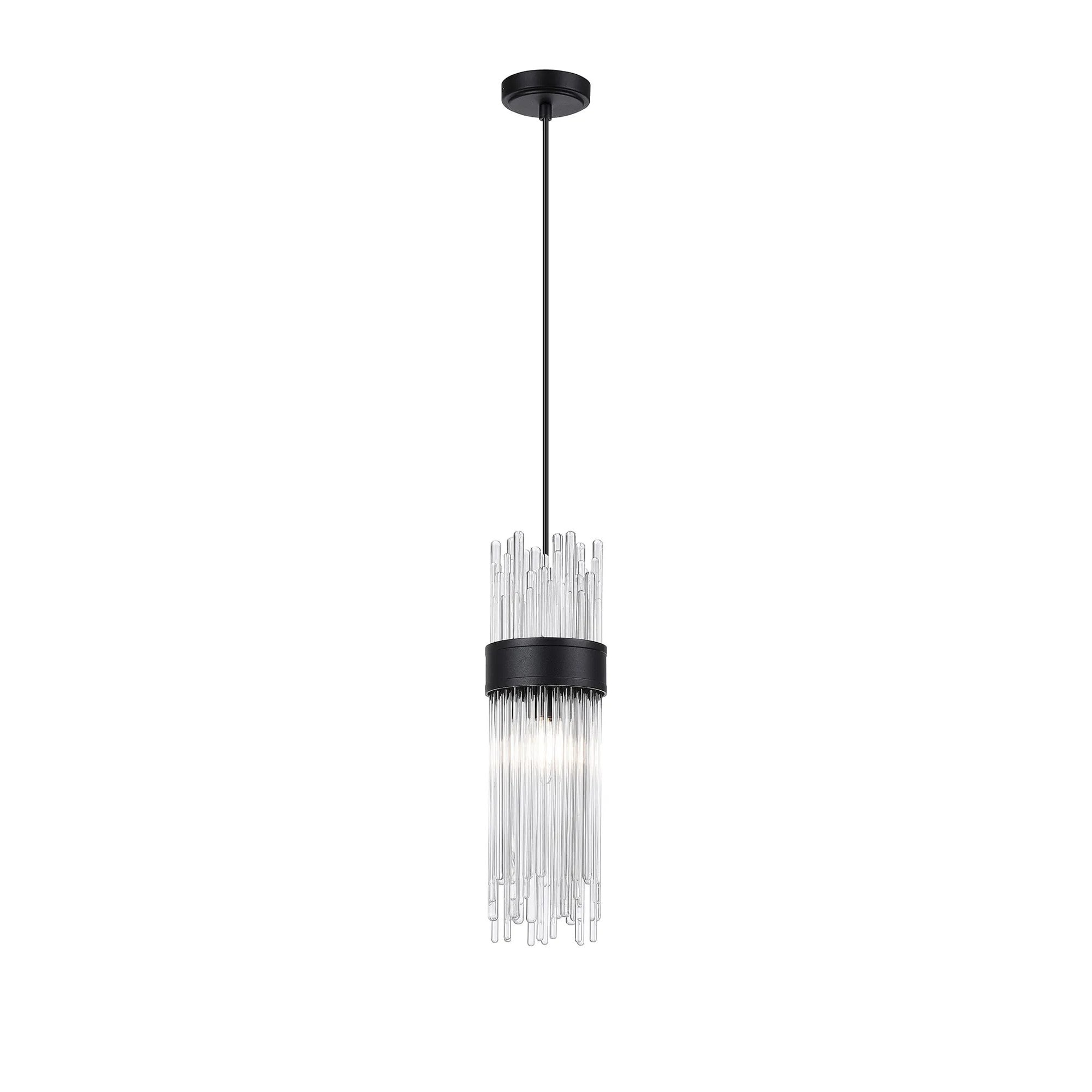 Fabula Portsea 12.5cm Single Pendant  IP44  - Satin Black & Clear Glass