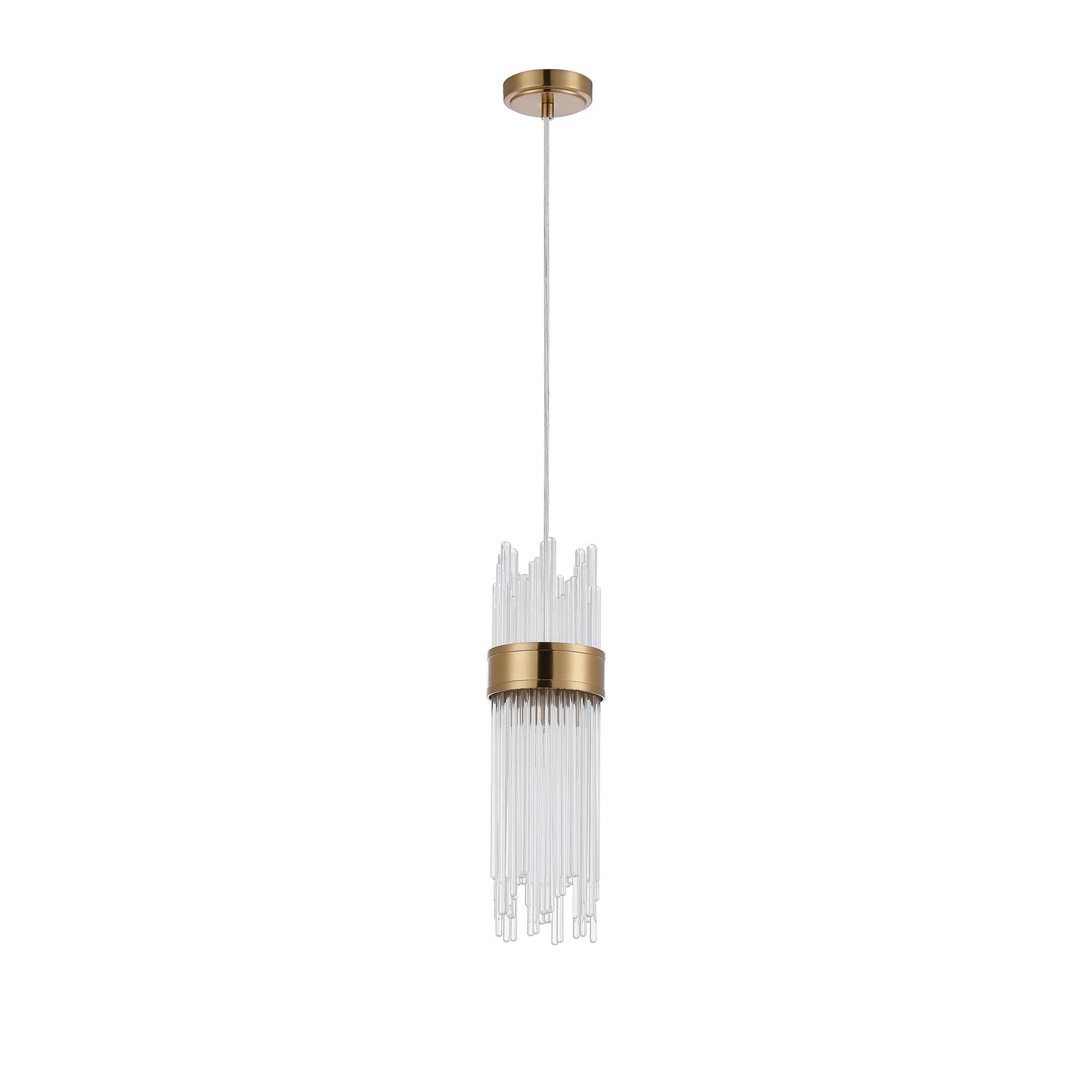Fabula Portsea 12.5cm Single Pendant  IP44  - Gold & Clear Glass