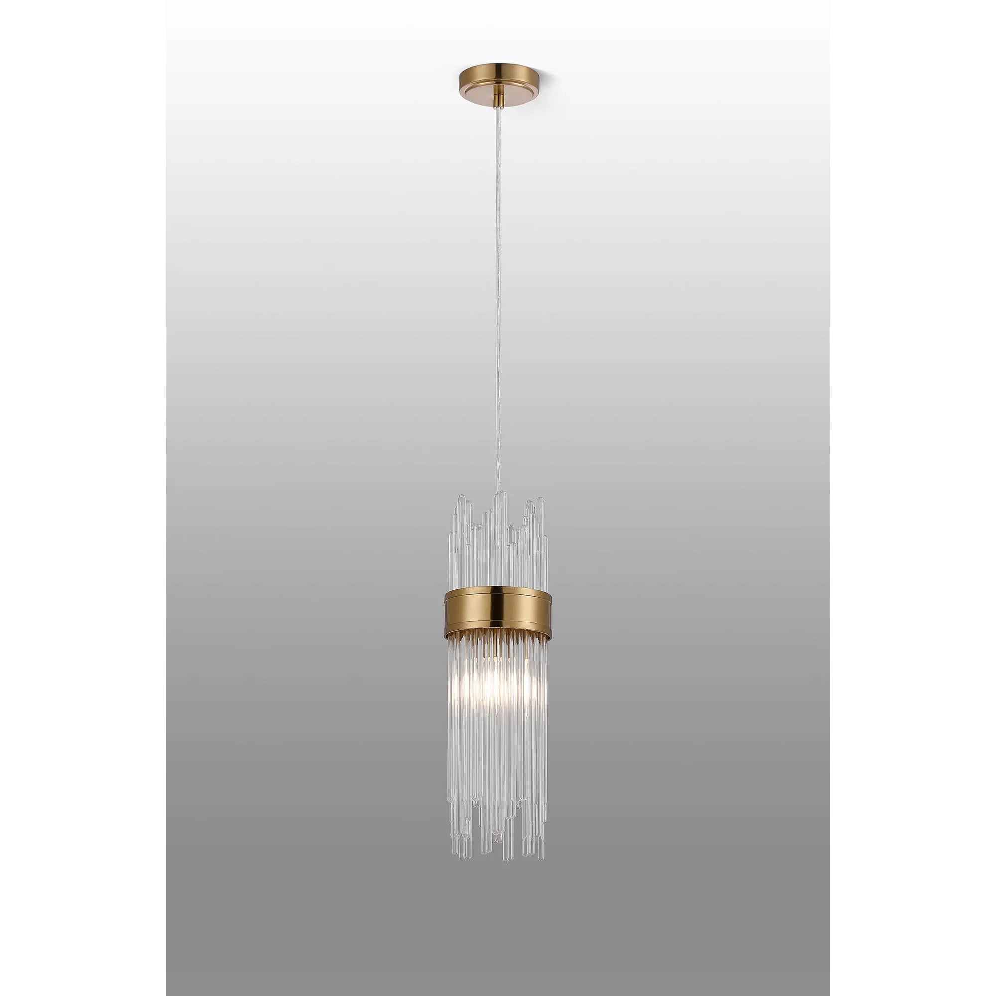Fabula Portsea 12.5cm Single Pendant  IP44  - Gold & Clear Glass