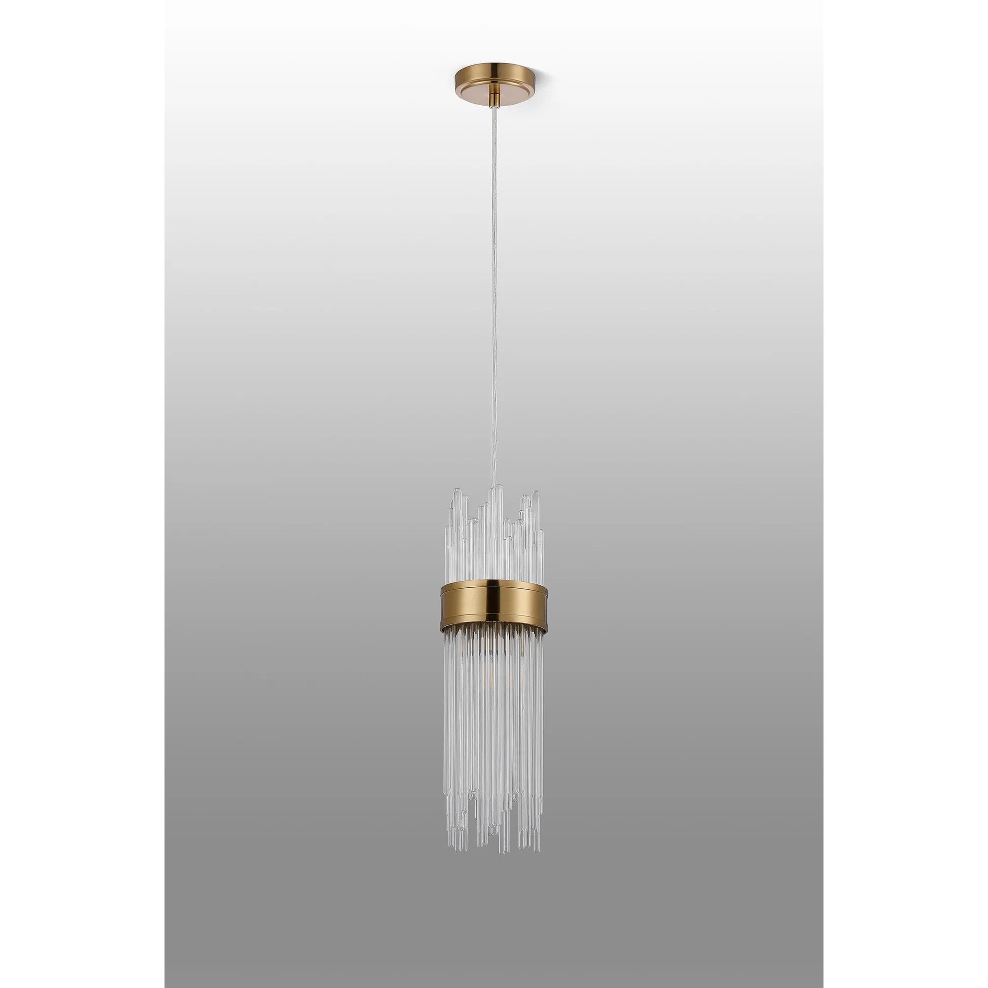 Fabula Portsea 12.5cm Single Pendant  IP44  - Gold & Clear Glass