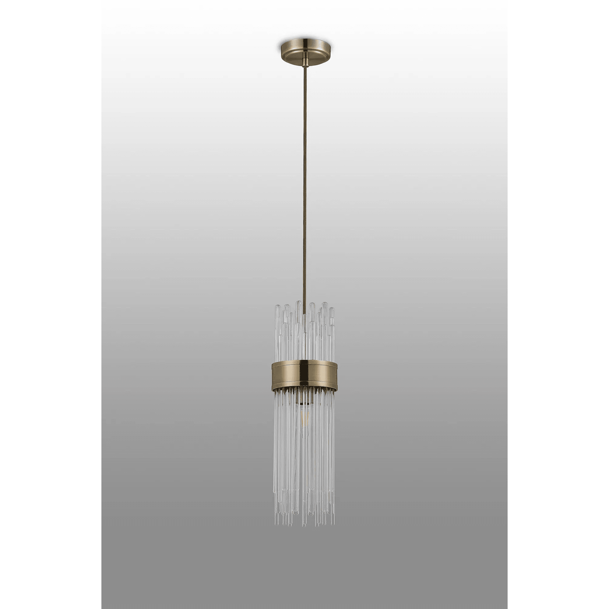 Fabula Portsea 12.5cm Single Pendant  IP44  - Antique Brass & Clear Glass