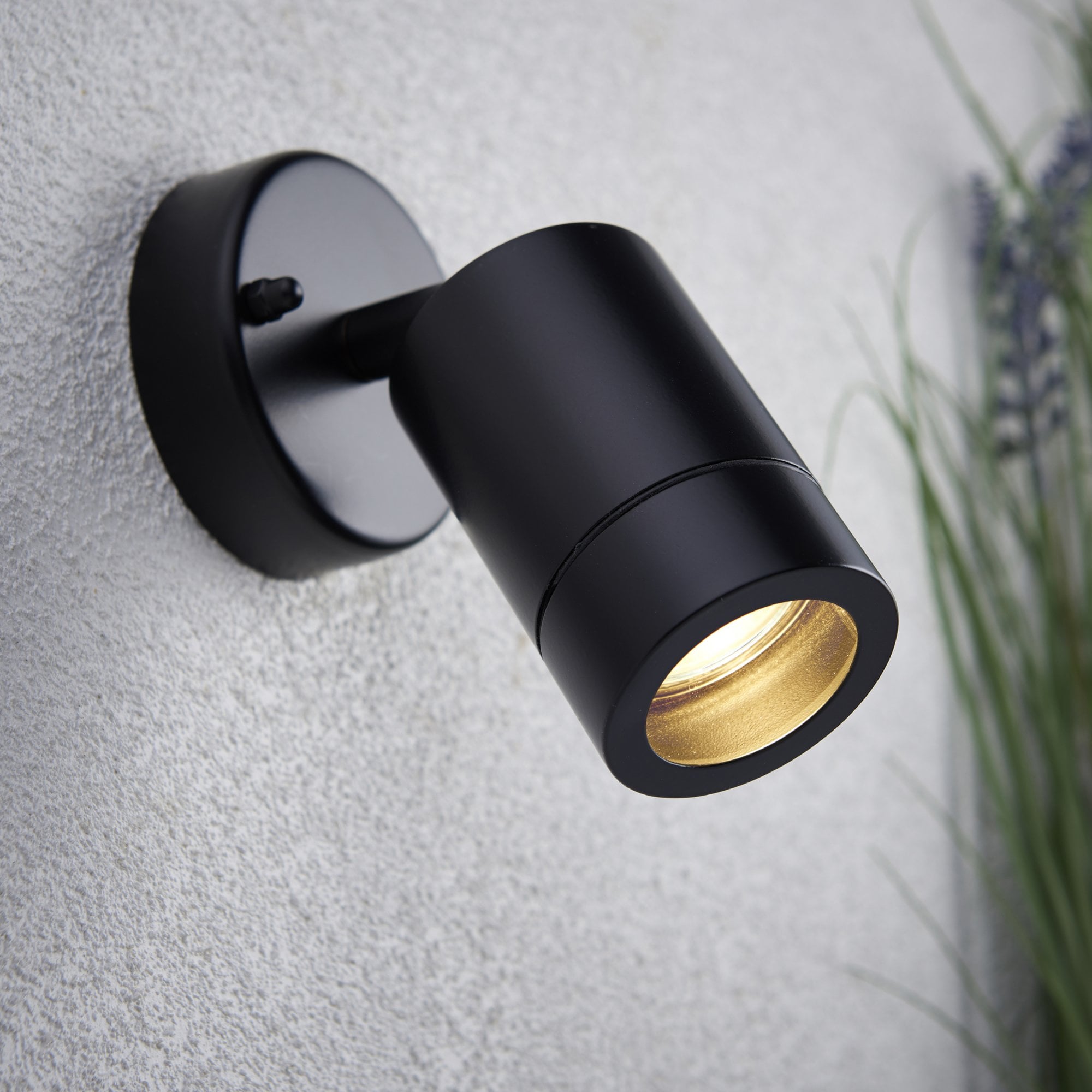 Saxby Palin Single IP44 Adjustable Wall Spot Light - Matt Black